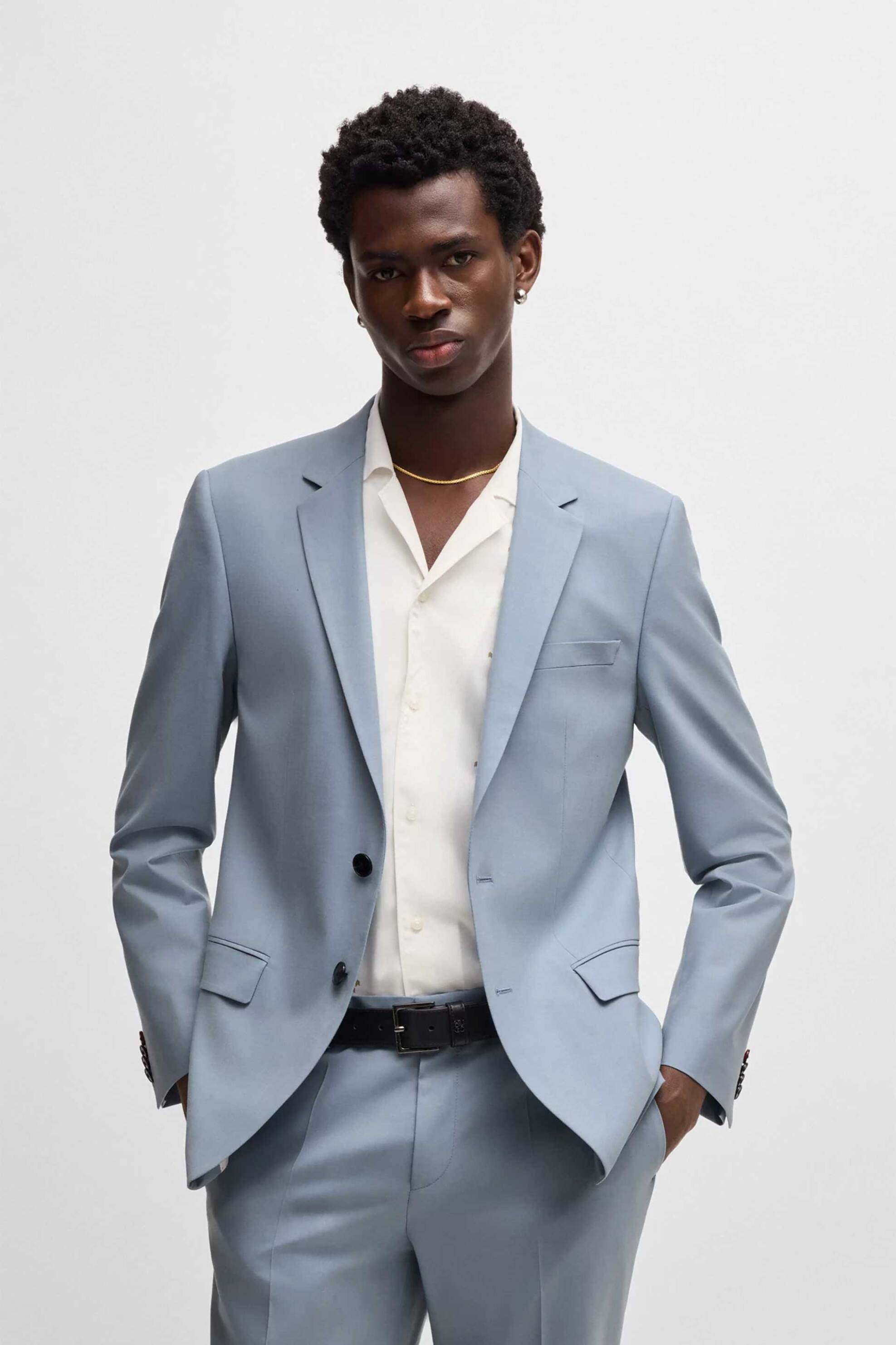 Hugo Boss ανδρικό κοστούμι μμονόχρωμο Regular Fit "Solouh" - 50530116 Γαλάζιο φωτογραφία