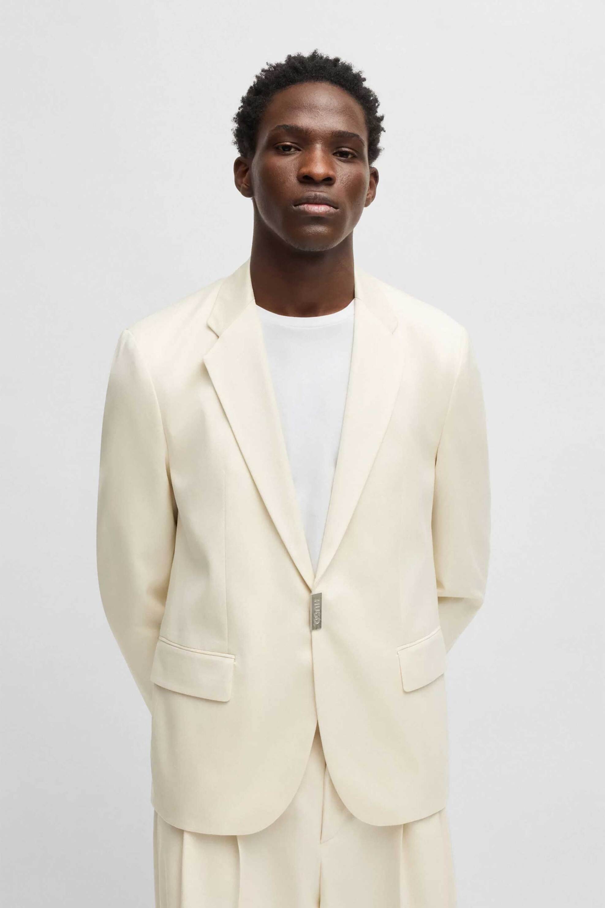 Hugo Boss ανδρικό σακάκι μονόχρωμο Slim Fit "Hans251" - 50532931 Λευκό