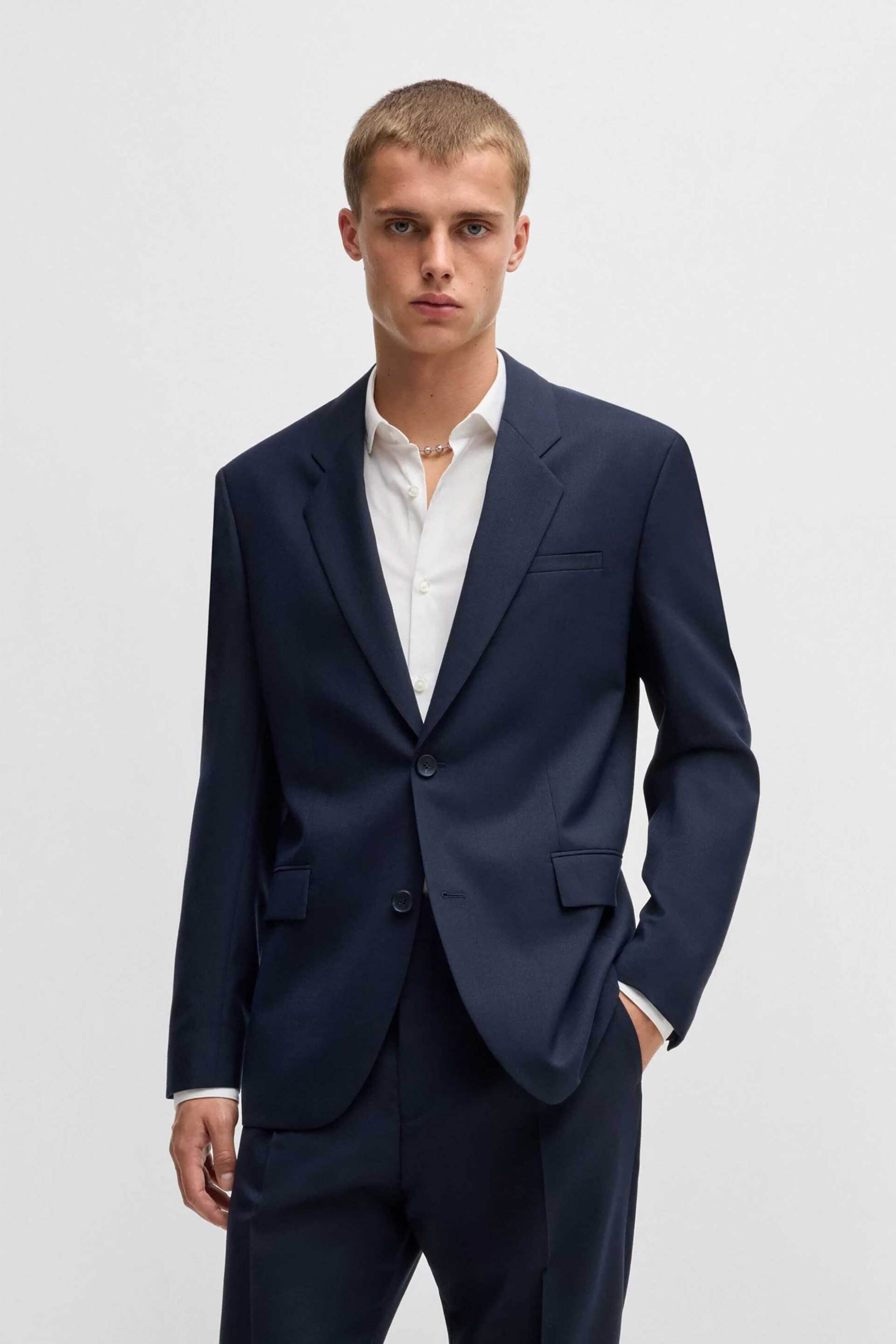 HUGO Hugo Boss ανδρικό σακάκι μονόχρωμο Slim Fit "Αrti/Ηesten232Χ" - 50533268 Μπλε Σκούρο