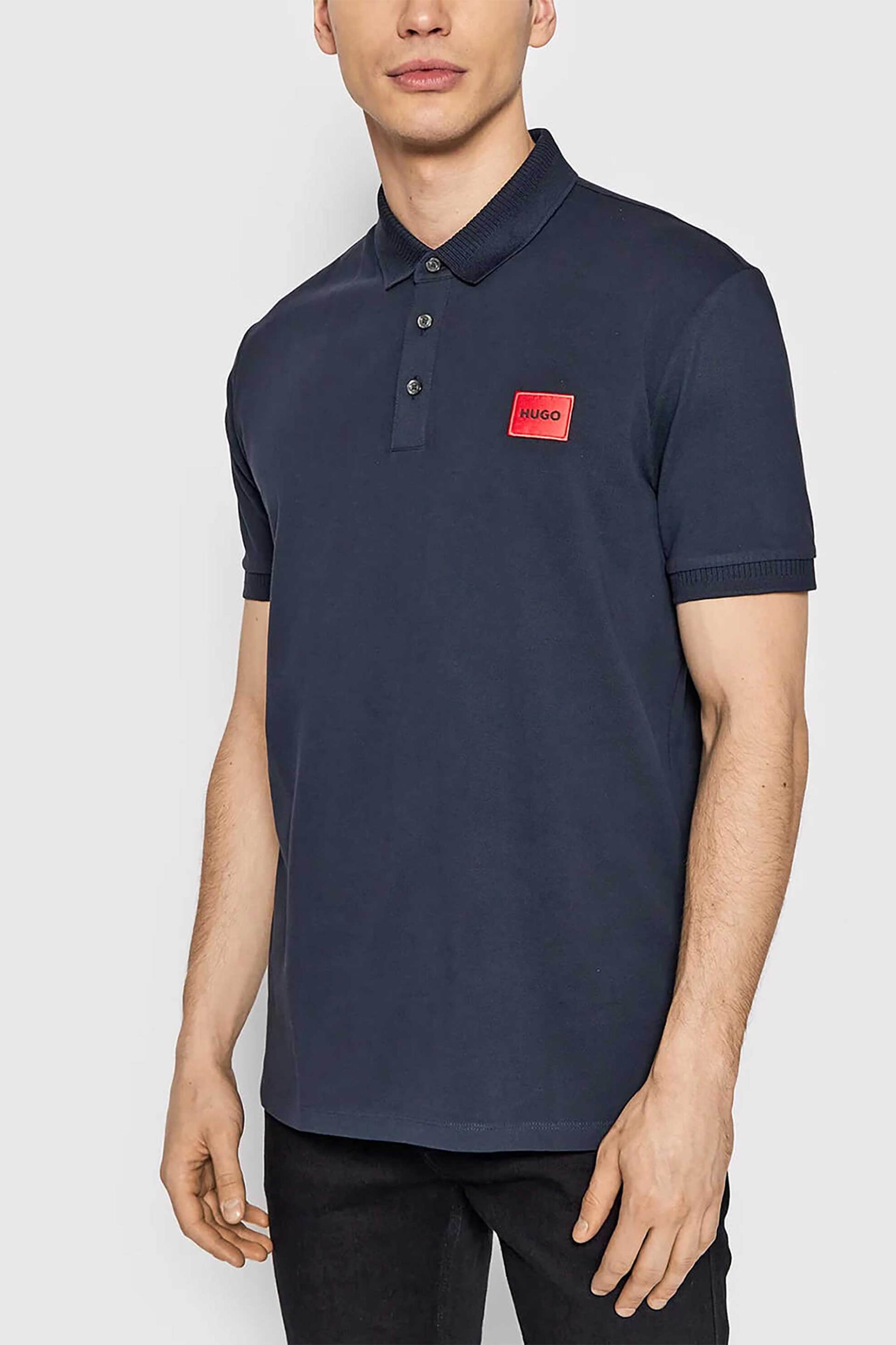 Hugo Boss ανδρική μπλούζα πόλο μονόχρωμη με λογότυπο "Dereso222" - 50466202 Μπλε Σκούρο