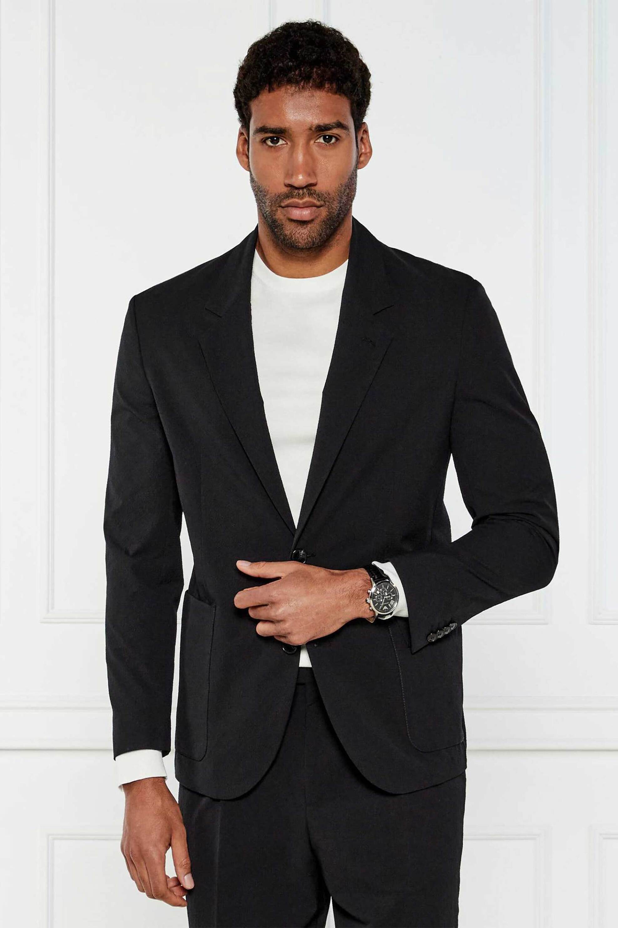 HUGO Hugo Boss ανδρικό σακάκι μονόχρωμο Modern Fit "Karlo252f1x" - 50540203 Μαύρο