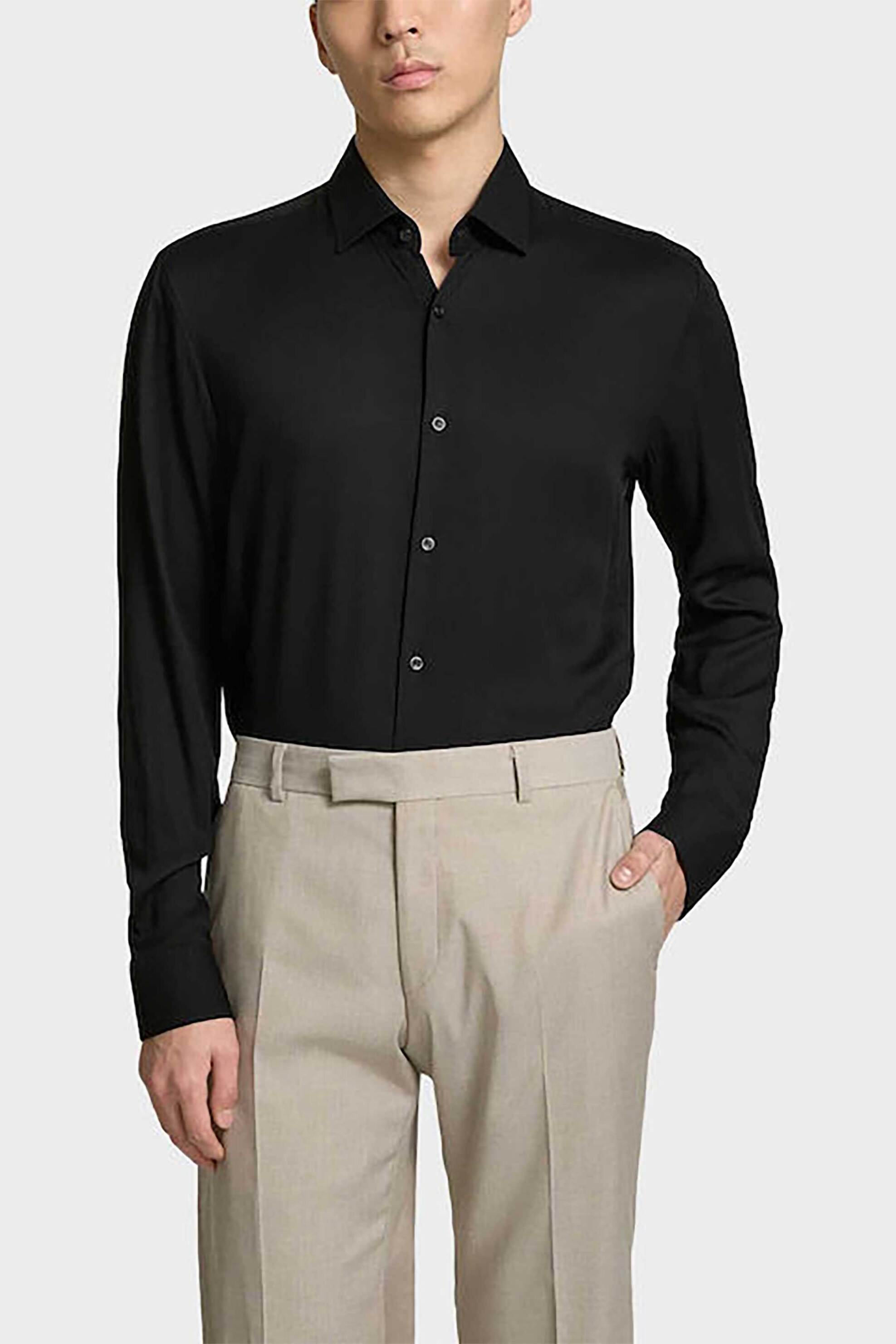 Hugo Boss ανδρικό πουκάμισο μονόχρωμο Slim Fit - 50539769 Μαύρο