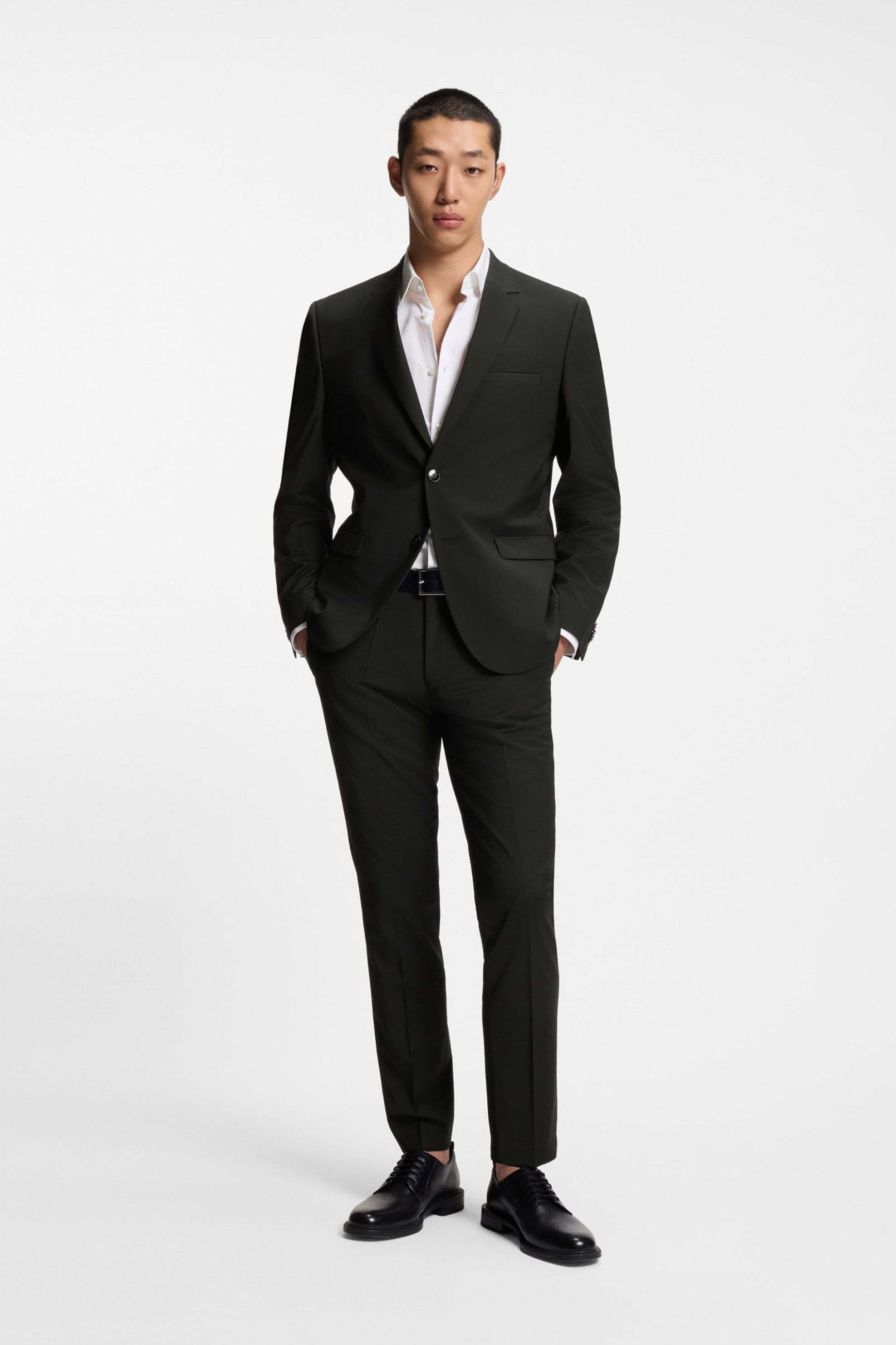 Hugo Boss ανδρικό μάλλινο κοστούμι μονόχρωμο - 50540141 Μαύρο