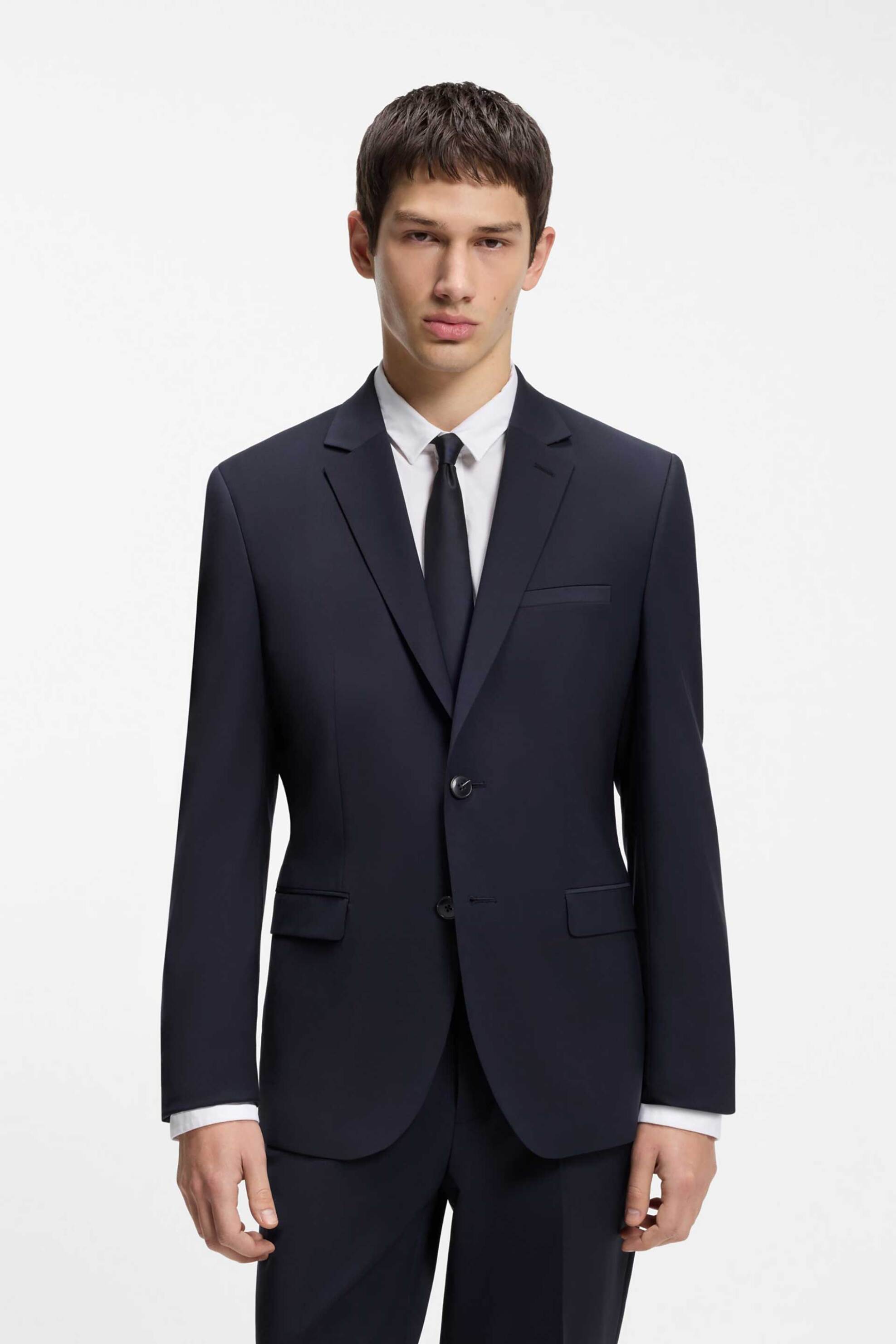 Hugo Boss ανδρικό σακάκι μονόχρωμο Slim Fit - 50540157 Μπλε Σκούρο