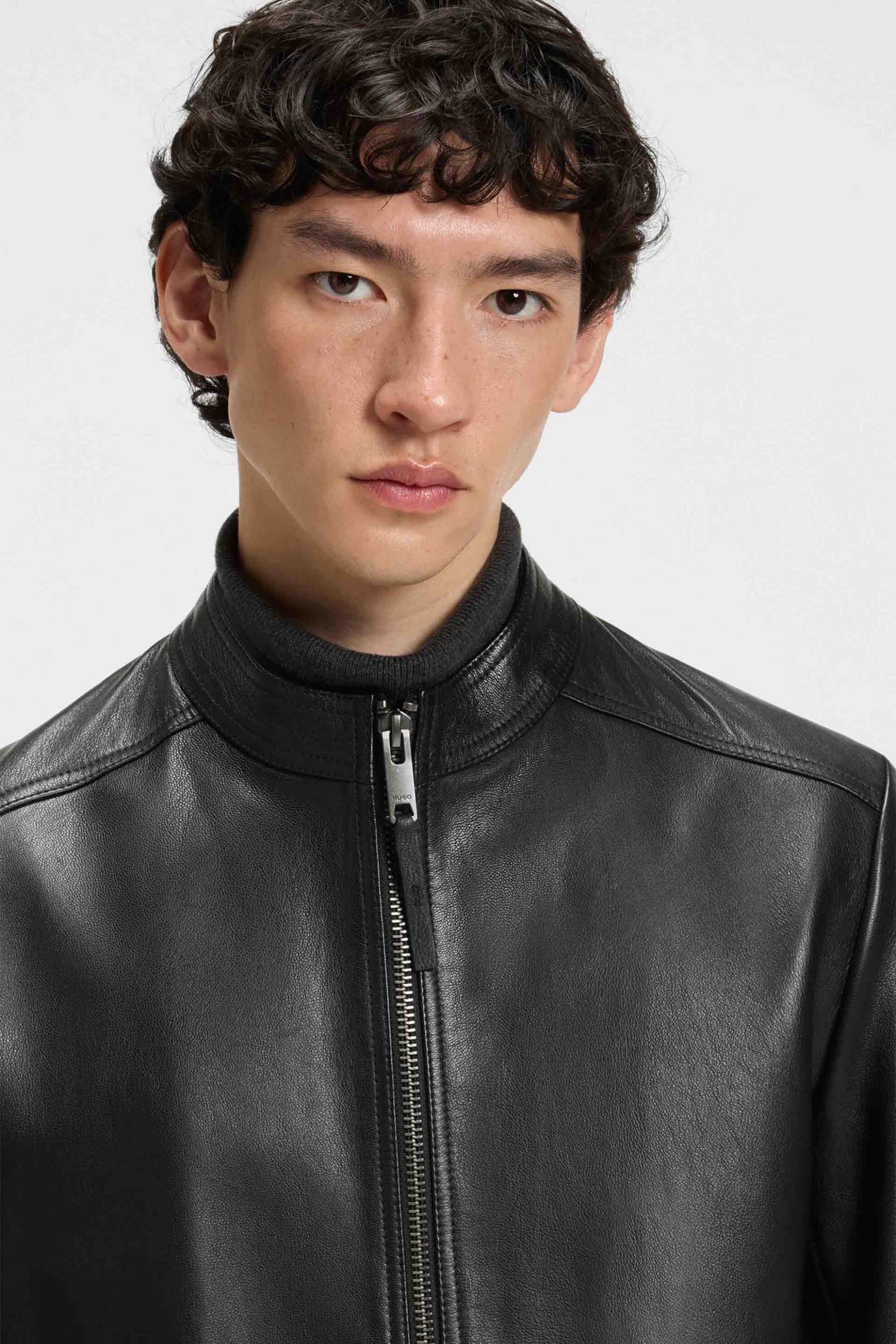 Hugo Boss ανδρικό δερμάτινο jacket Slim Fit - 50540984 Μαύρο φωτογραφία