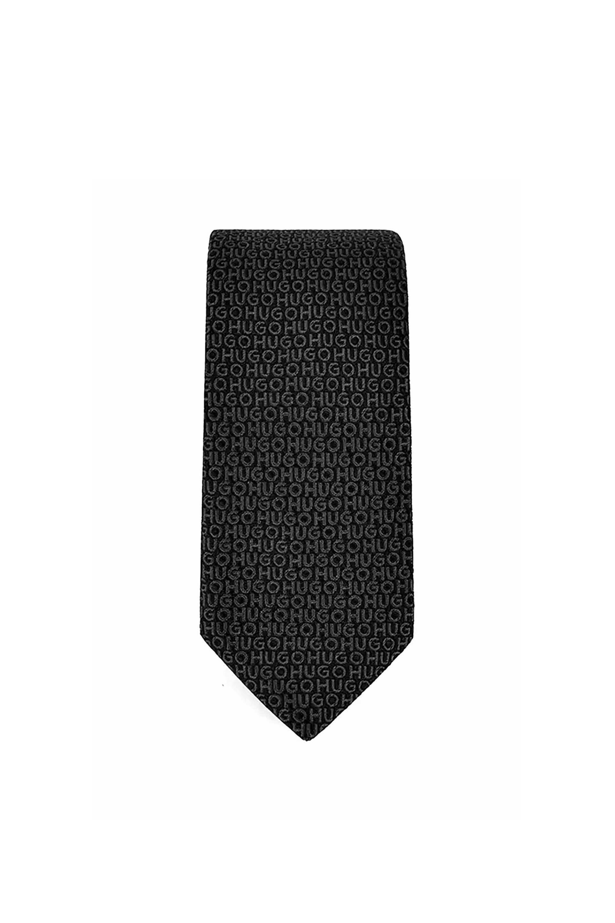 Hugo Boss ανδρική μεταξωτή γραβάτα με πουά σχέδιο - 50545801 Μαύρο