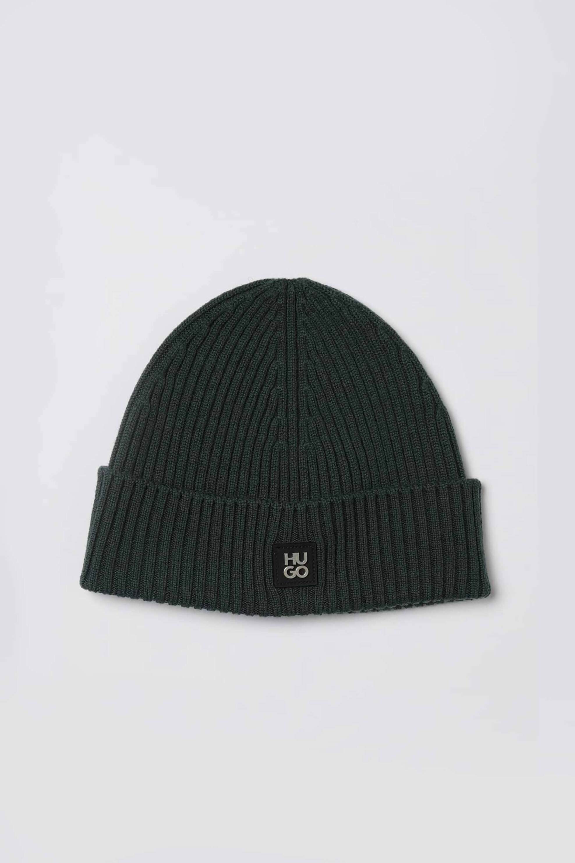 Hugo Boss ανδρικός μάλλινος σκούφος ribbed με ανάγλυφο λογότυπο - 50527250 Κυπαρισσί