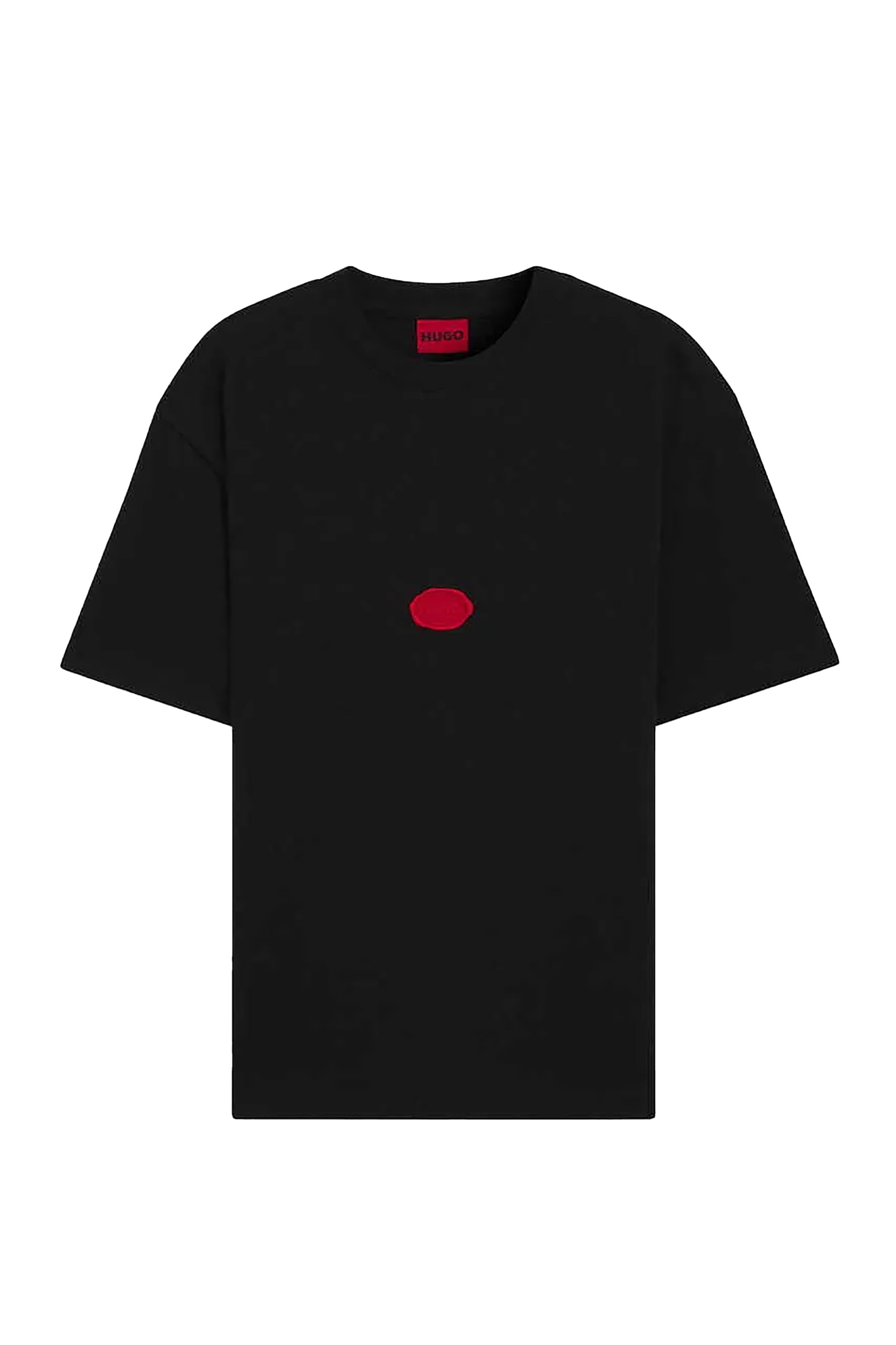 Hugo Boss ανδρικό T-shirt μονόχρωμο με logo Regular Fit - 50546716 Μαύρο