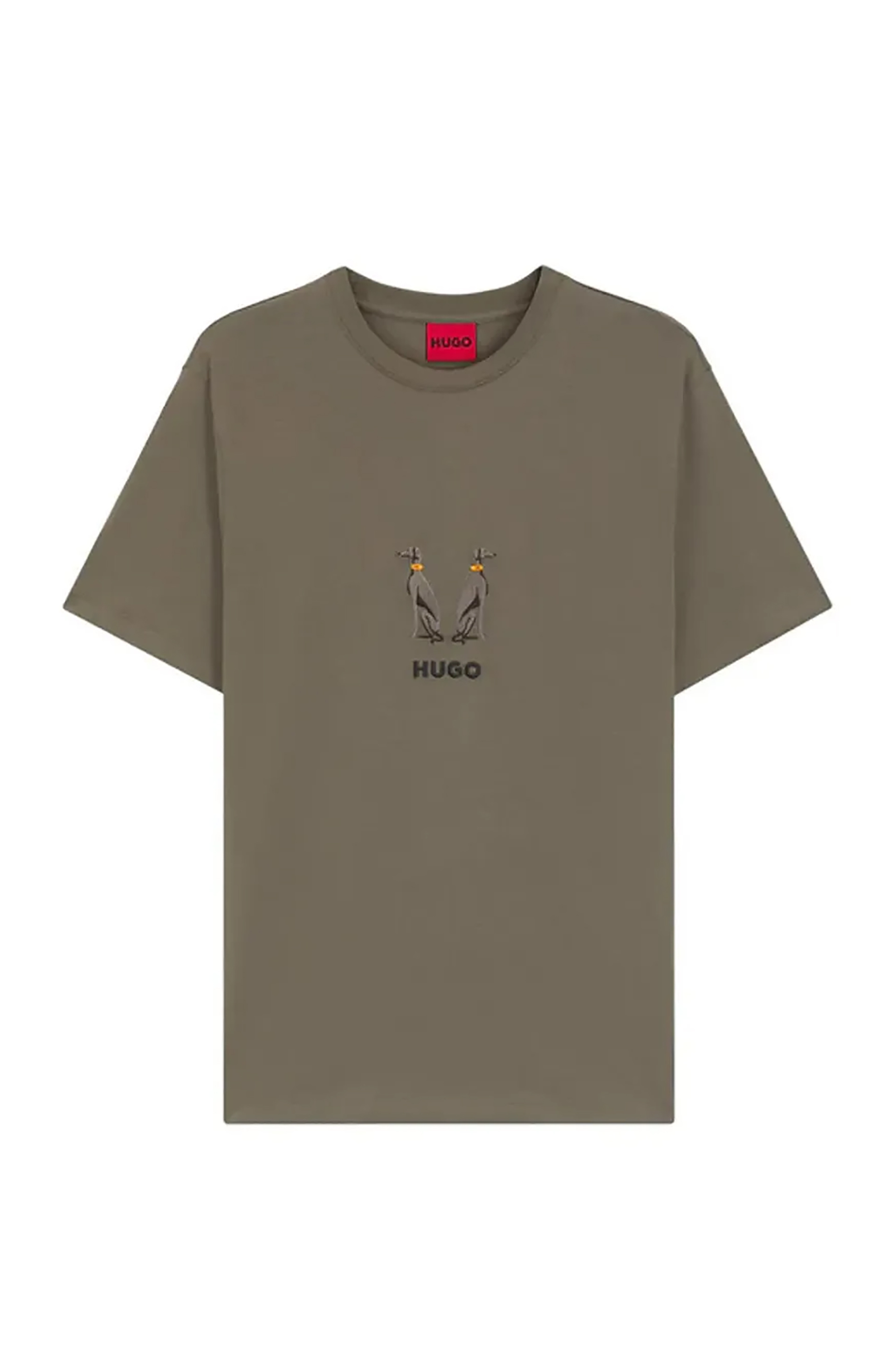 Hugo Boss ανδρικό T-shirt μονόχρωμο με logo Regular Fit - 50549154 Γκρι