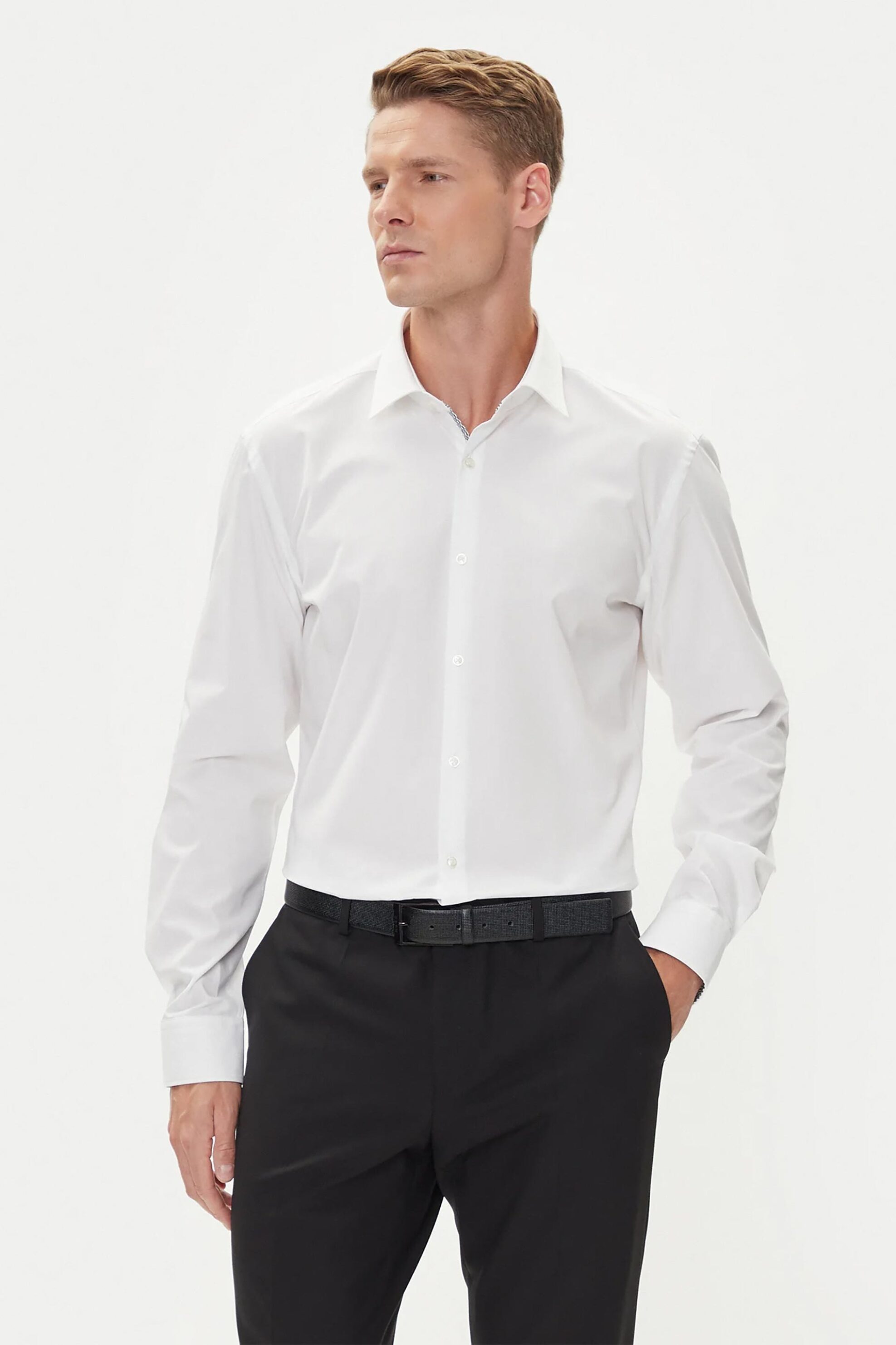 Hugo Boss ανδρικό πουκάμισο μονόχρωμο Slim Fit - 50544922 Λευκό