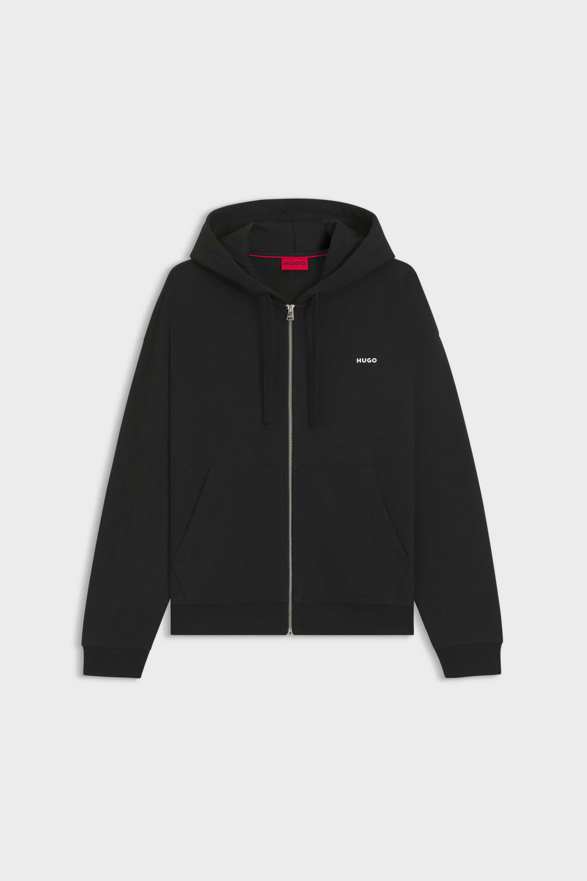 Hugo Boss Ανδρική Ζακέτα Φούτερ με Κουκούλα Relaxed Fit - 50548651 Μαύρο