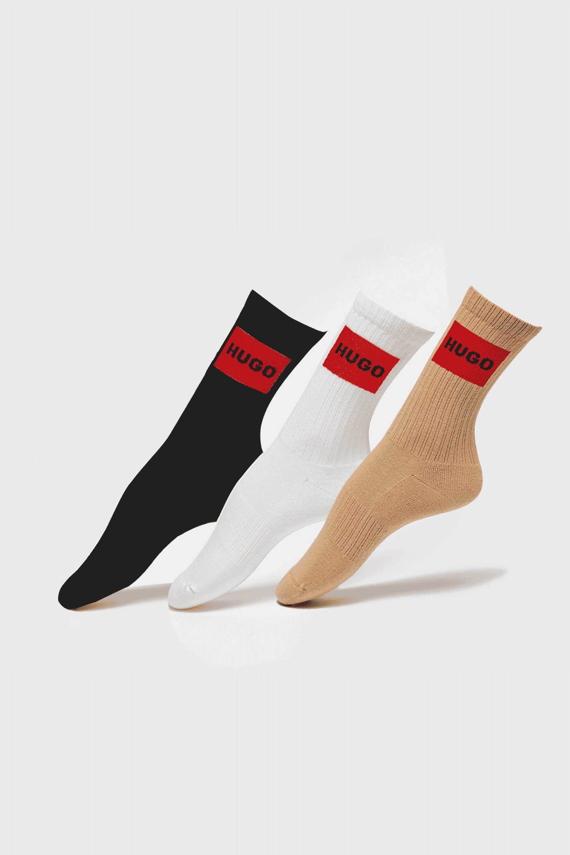 Hugo Boss ανδρικό σετ κάλτσες μακριές με λογότυπο (3 τεμάχια) - 50531515 Μαύρο