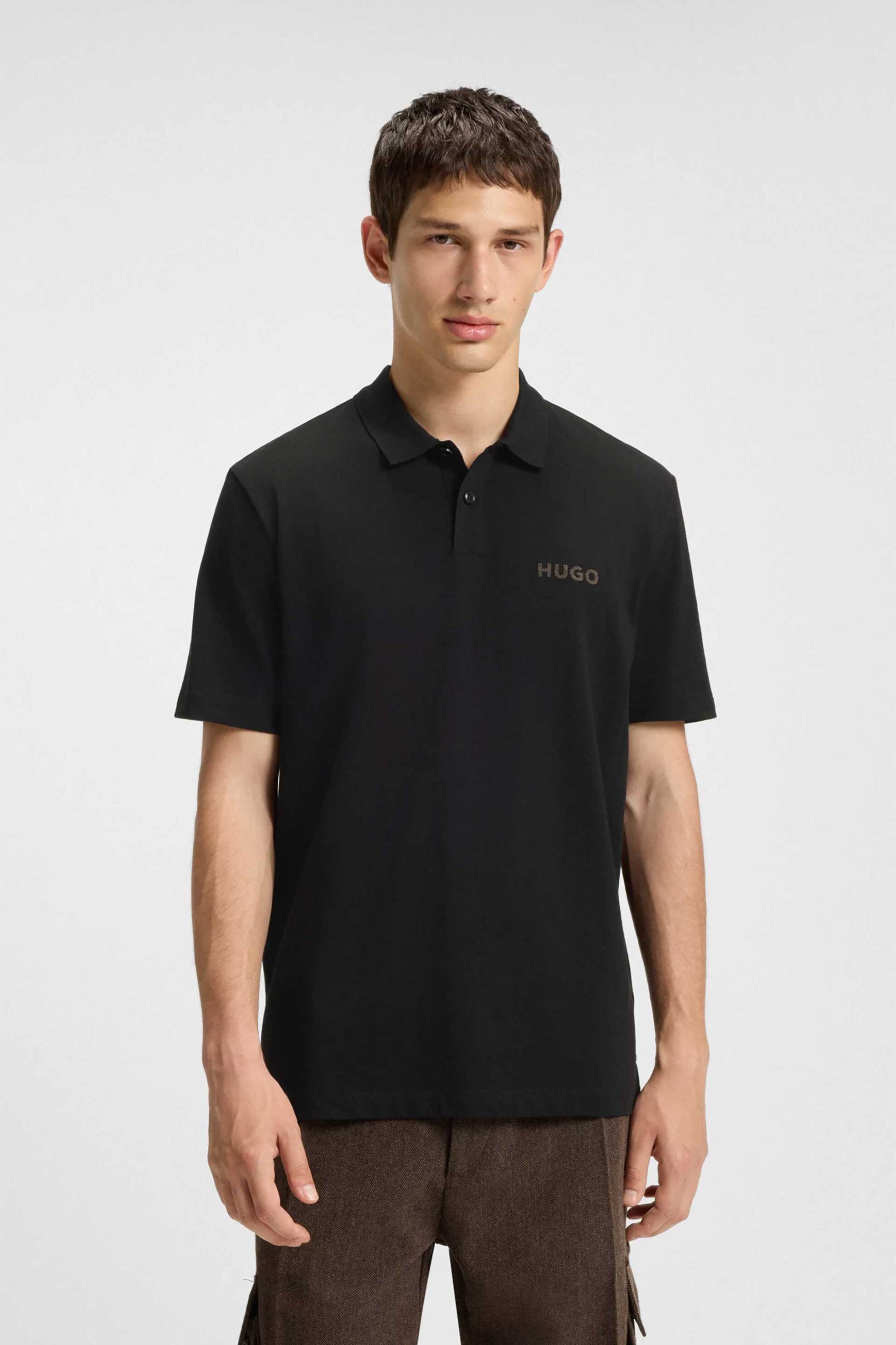 Hugo Boss ανδρική μπλούζα πόλο με λογότυπο - 50542830 Μαύρο