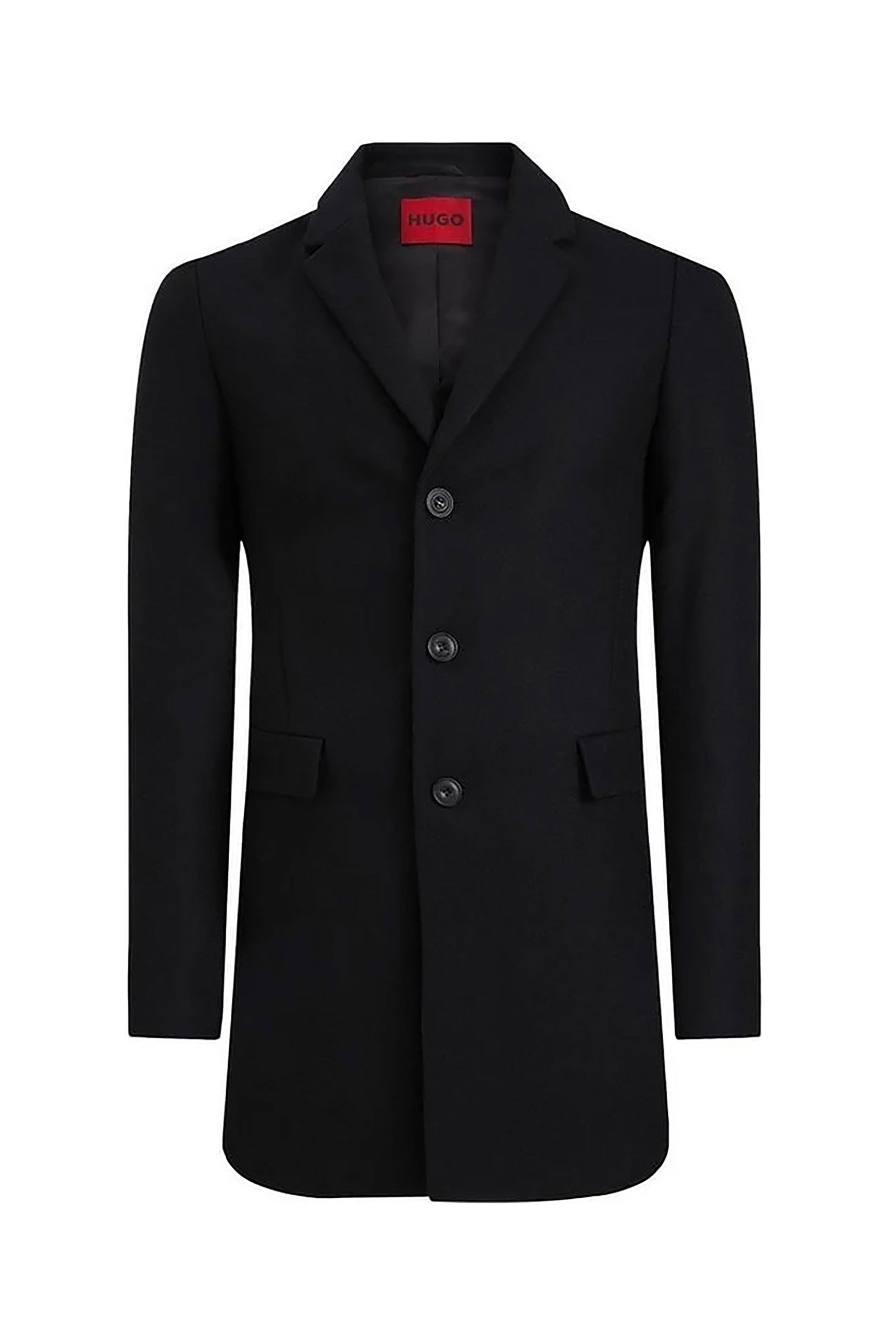 Hugo Boss ανδρικό μάλλινο παλτό μονόχρωμο - 50546528 Μαύρο