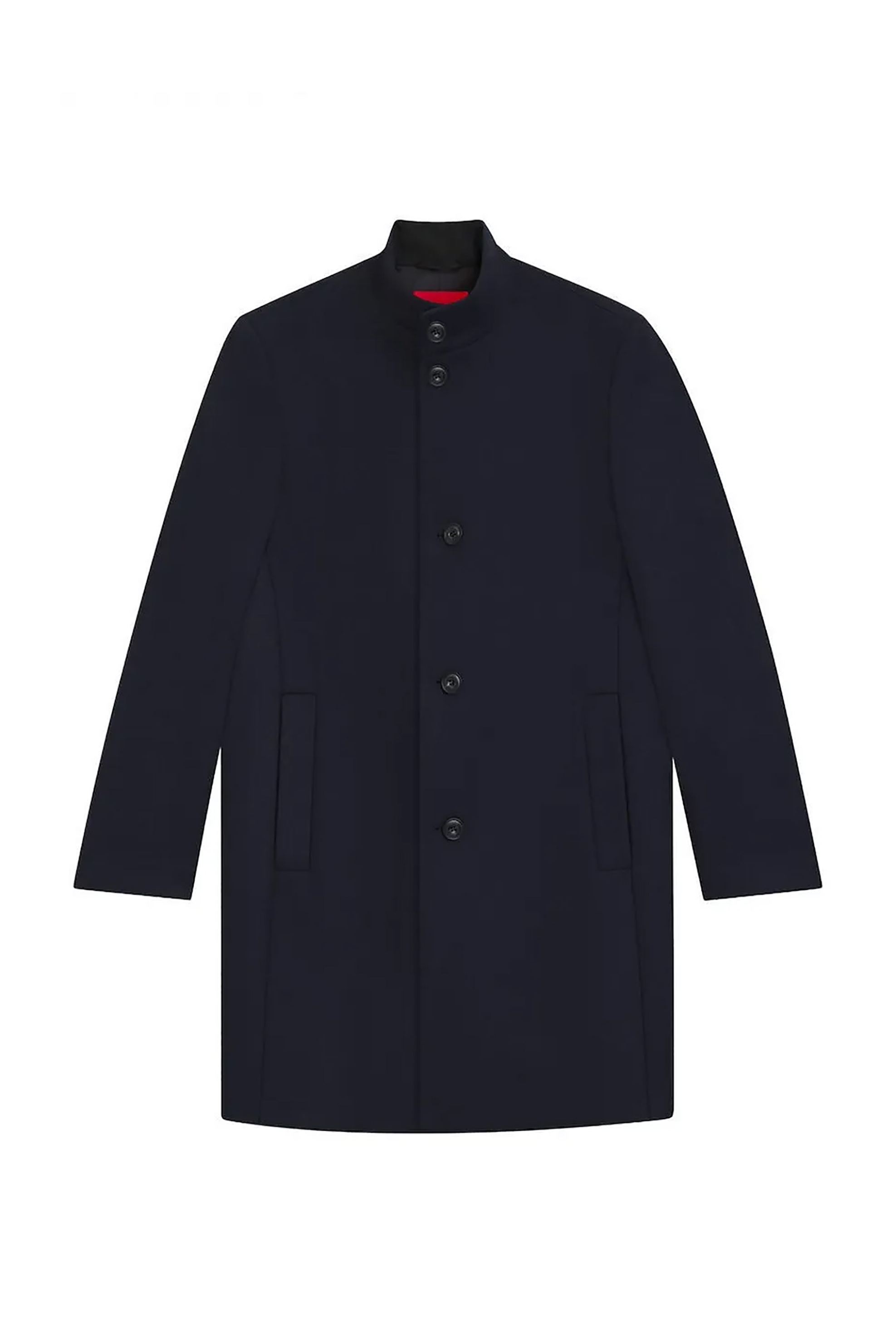 Hugo Boss ανδρικό μάλλινο παλτό μονόχρωμο - 50546551 Μπλε Σκούρο