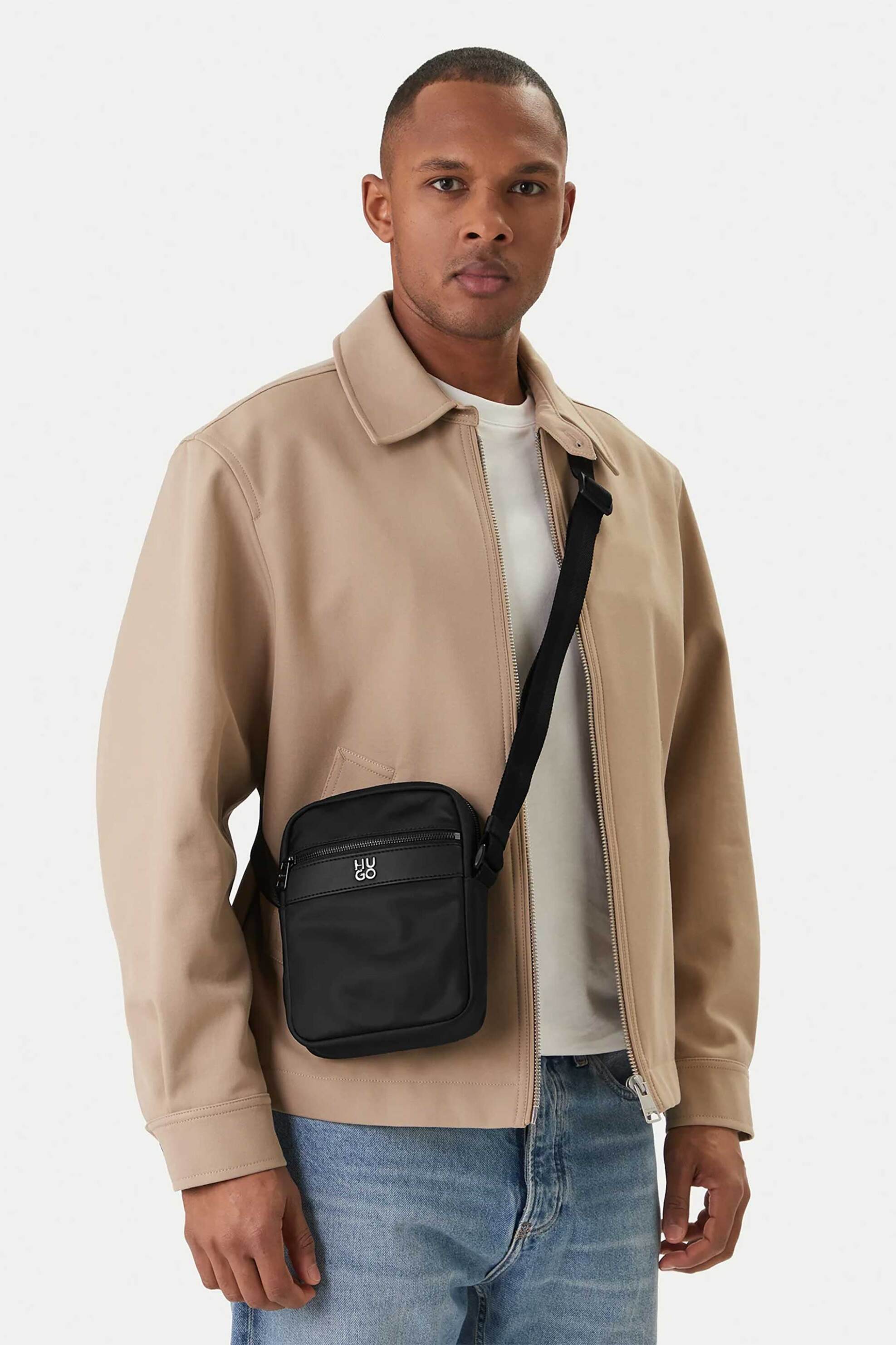 Hugo Boss Ανδρικό Τσαντάκι Crossbody με Λογότυπο Quantic - 50558388 Μαύρο