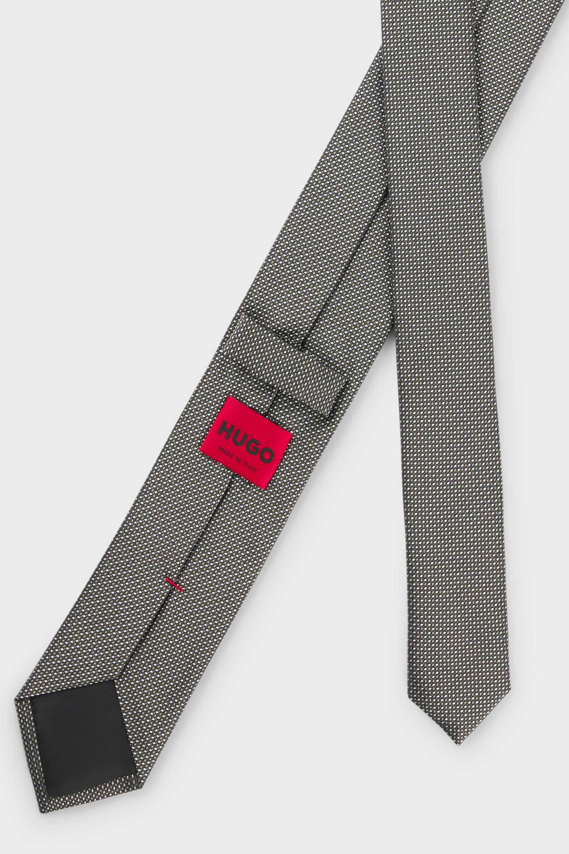 Hugo Boss ανδρική μεταξωτή γραβάτα με μικροσχέδιο - 50561743 Ασημί φωτογραφία