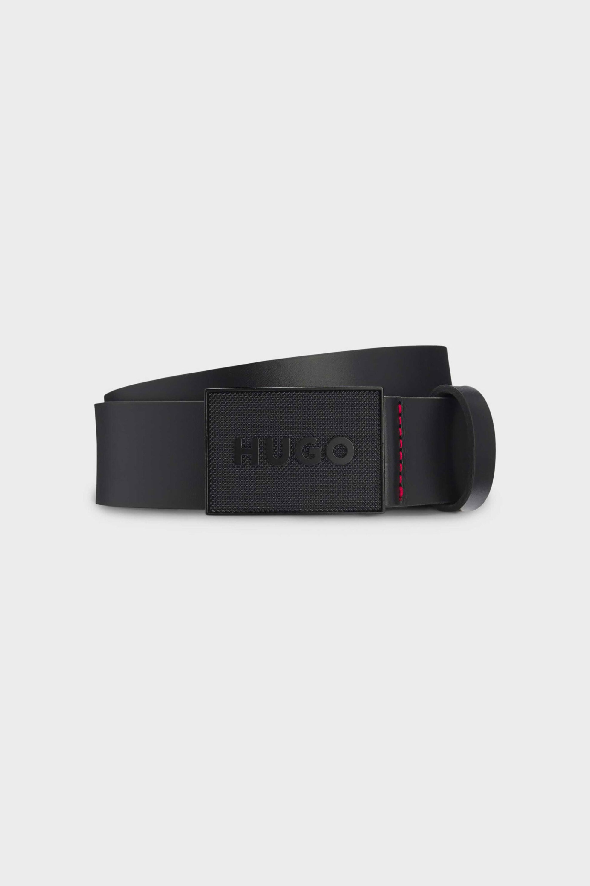 Hugo Boss ανδρική δερμάτινη ζώνη με μεταλική αγκράφα "Gethon_Sz35" - 50548359 Μαύρο