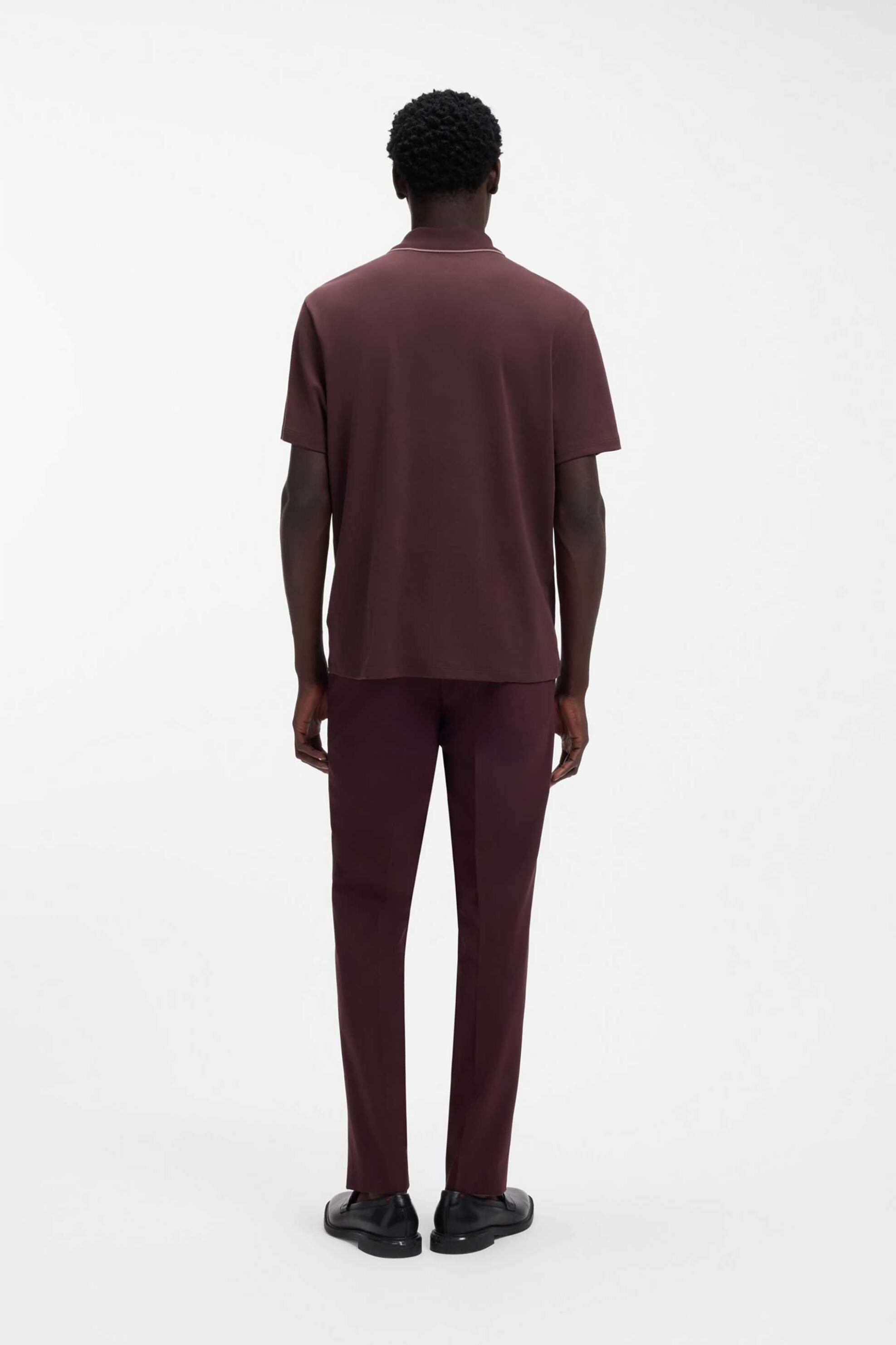 Hugo Boss Ανδρική Μπλούζα Πόλο με Logo Patch Regular Fit Dalumo - 50553045 Καφέ Σκούρο
