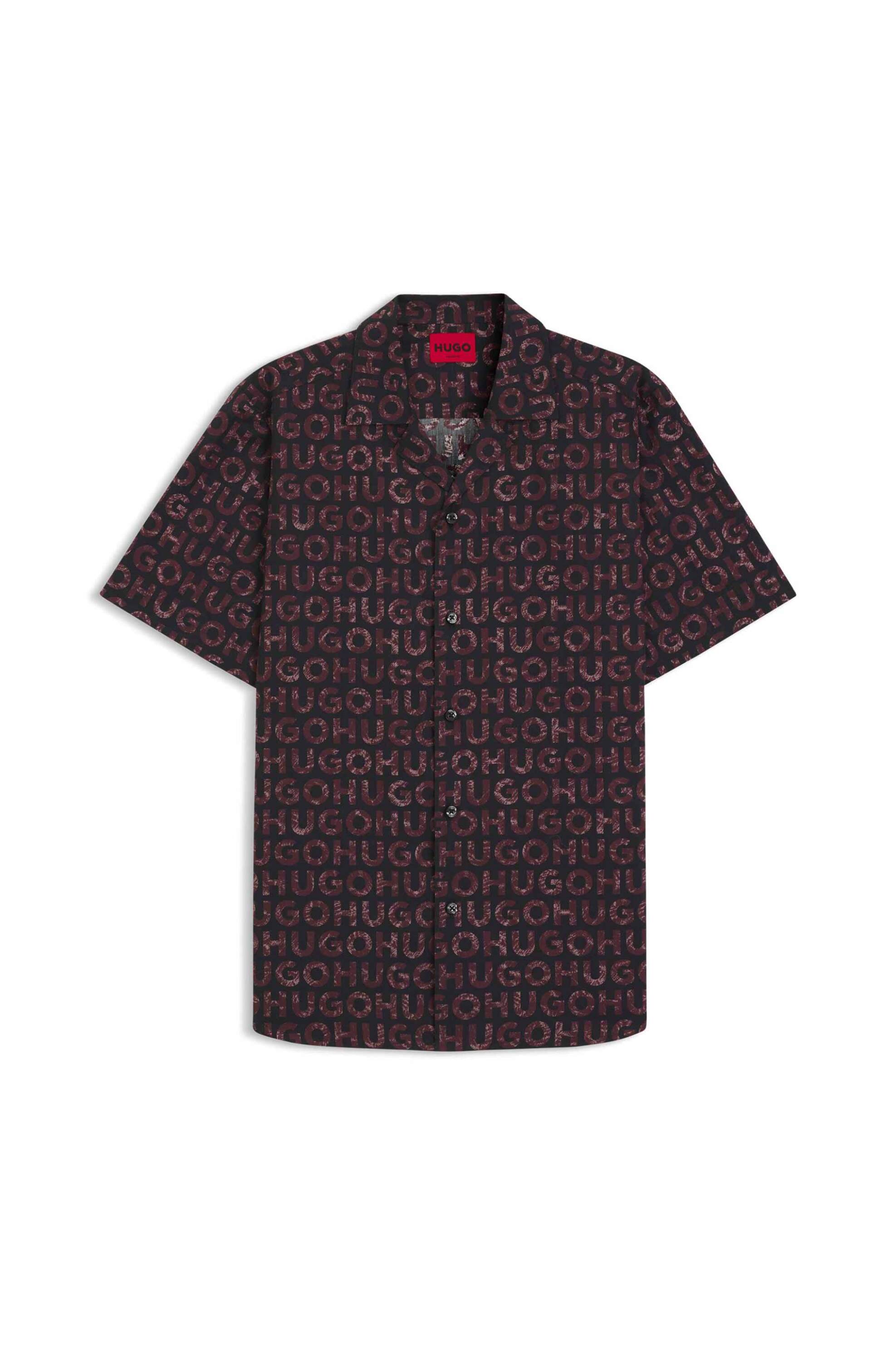 Hugo Boss ανδρικό πουκάμισο με all-over print Relaxed Fit "Ellino" - 50555792 Καφέ Σκούρο