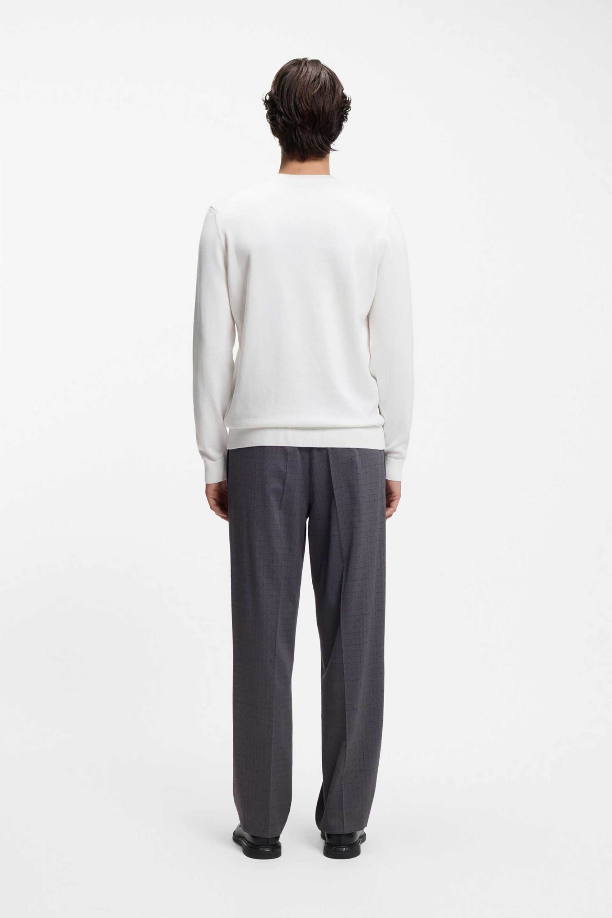 Hugo Ανδρικό Πουλόβερ με Λογότυπο Slim Fit San Cassius - 50553588 Λευκό