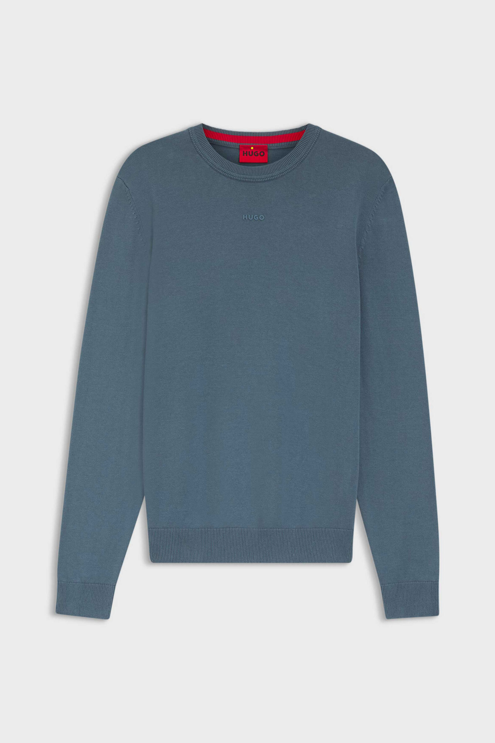 Hugo Boss Ανδρική Μπλούζα με Ανάγλυφο Logo San Cassius - 50553588 Μπλε