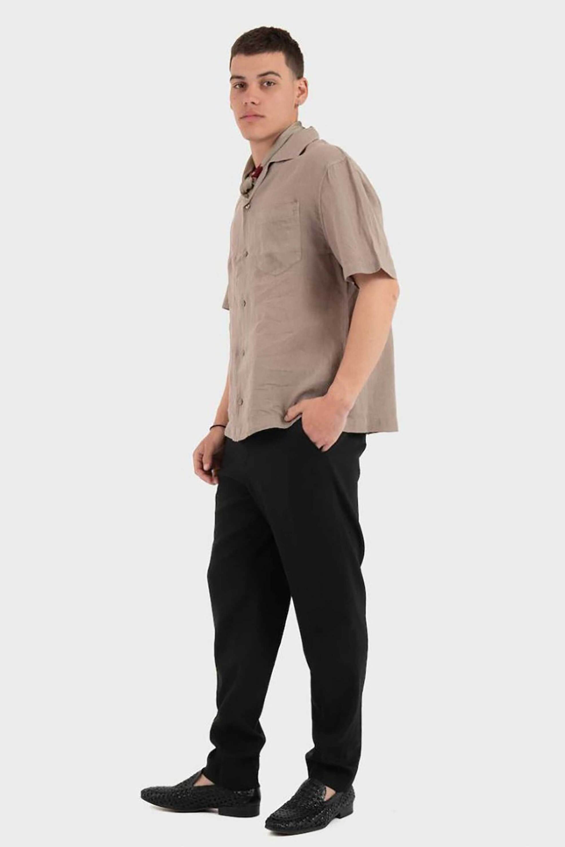 Hugo Boss Ανδρικό Πουκάμισο Μονόχρωμο Oversized Fit Exolino - 50561715 Γκρι