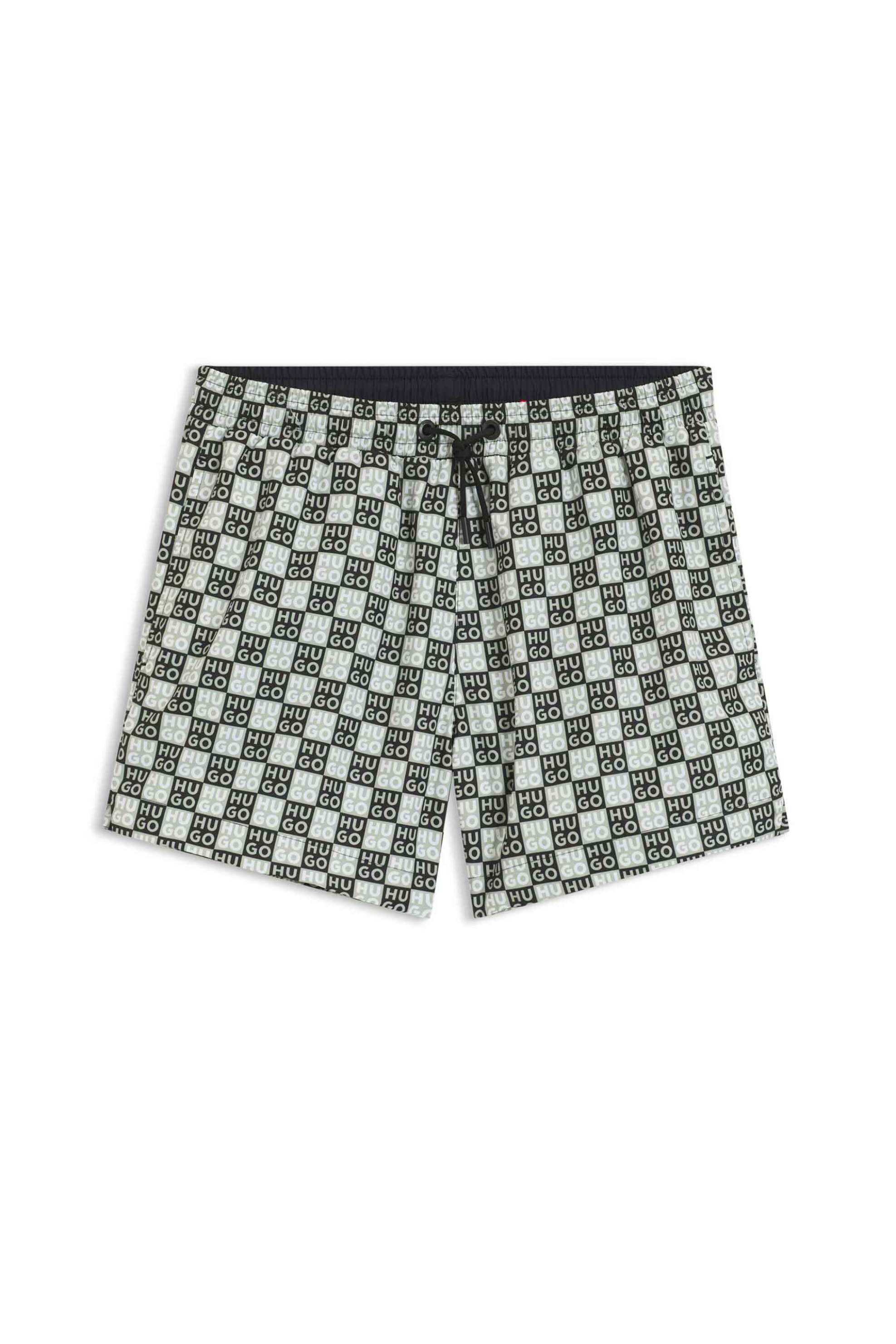 Hugo Boss ανδρικό μαγιό με all-over logo print "Aaron" - 50556792 Ασπρόμαυρο