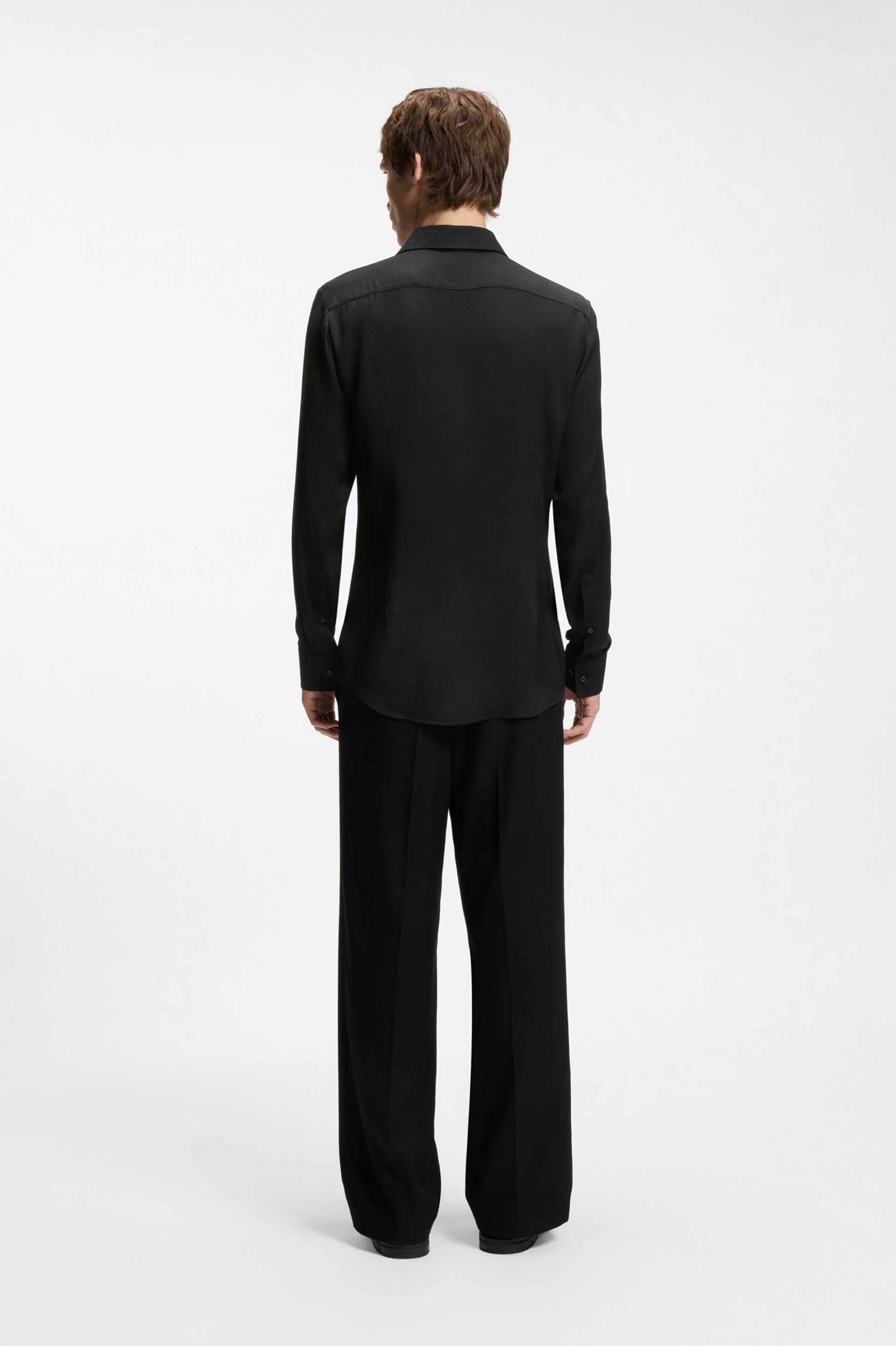 Hugo Ανδρικό Πουκάμισο με All-Over Logo Print Slim Fit Kenno - 50566214 Μαύρο