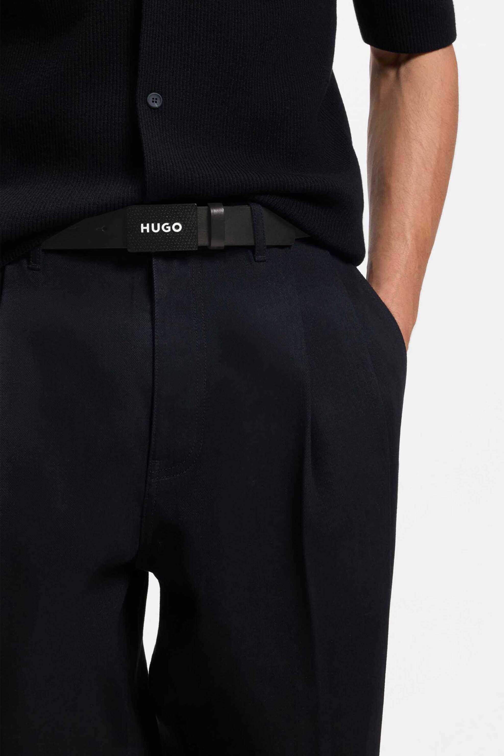 Hugo Ανδρική Δερμάτινη Ζώνη με Λογότυπο Gilao - 50536879 Μαύρο
