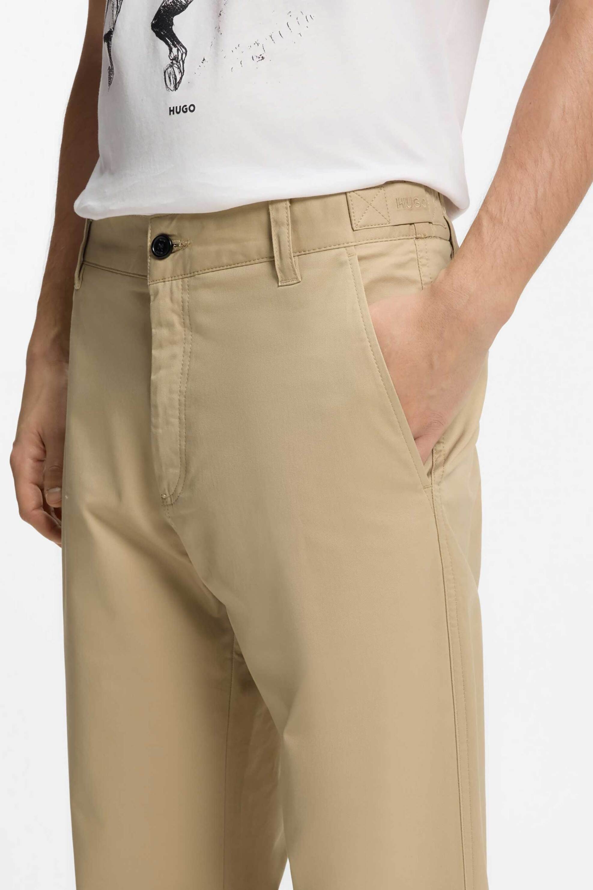 Hugo Ανδρικό Παντελόνι Straight Fit Cino - 50567278 Μπεζ
