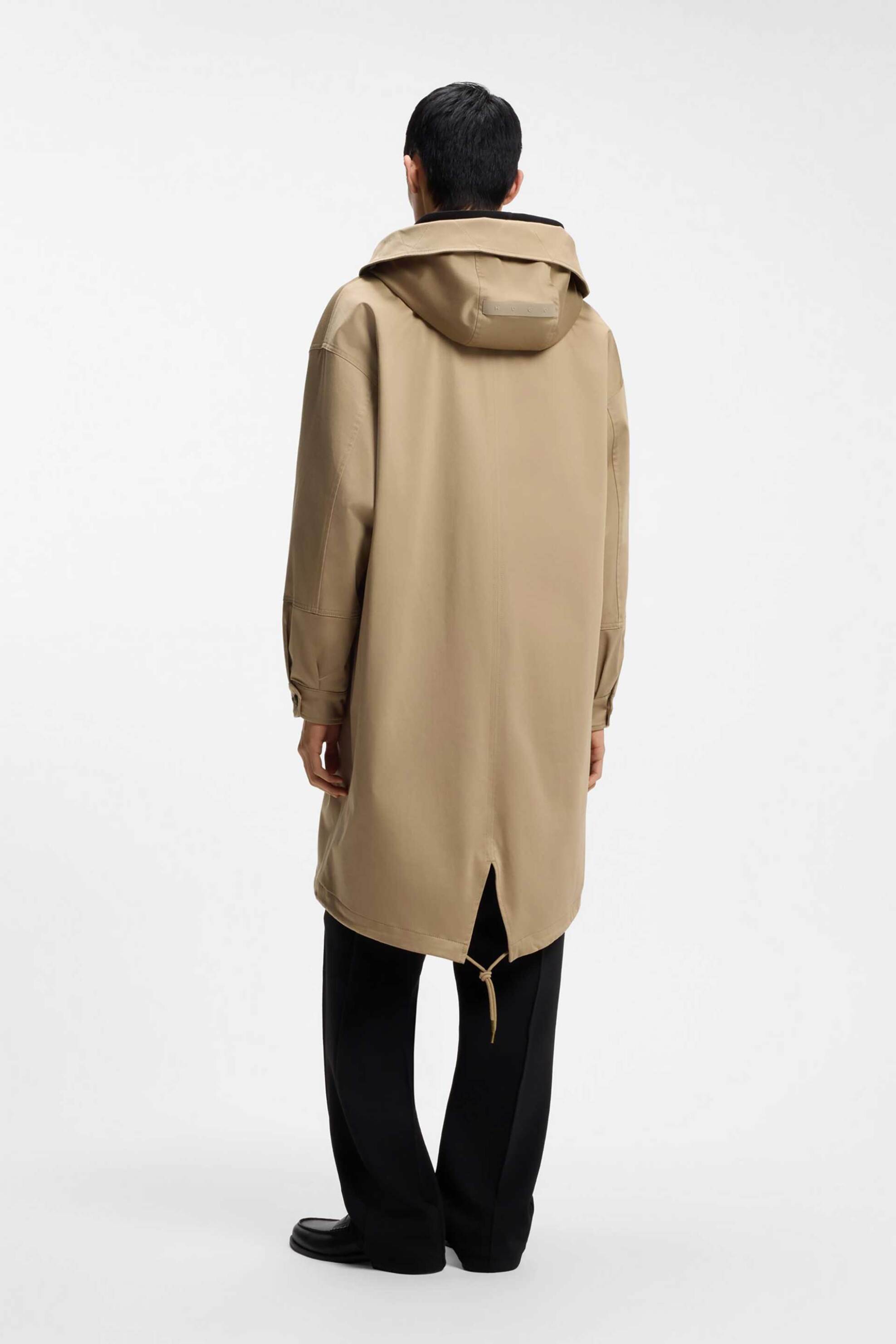 Hugo Ανδρικό Αδιάβροχο Παλτό με Κουκούλα Regular Fit Miko - 50562748 Μπεζ