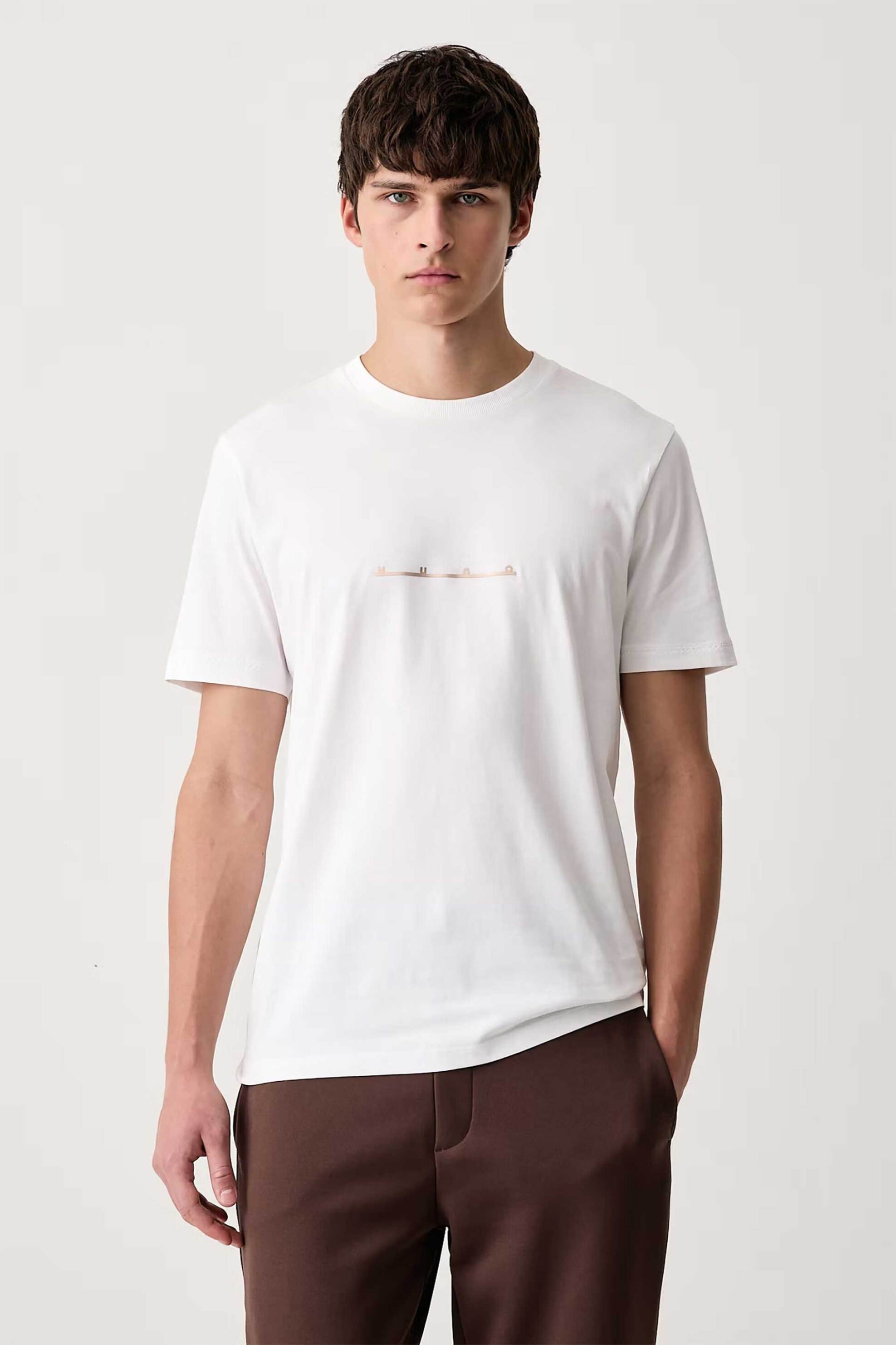 Hugo ανδρικό T-shirt με graphic logo print Regular Fit "Datri" - 50568118 Λευκό