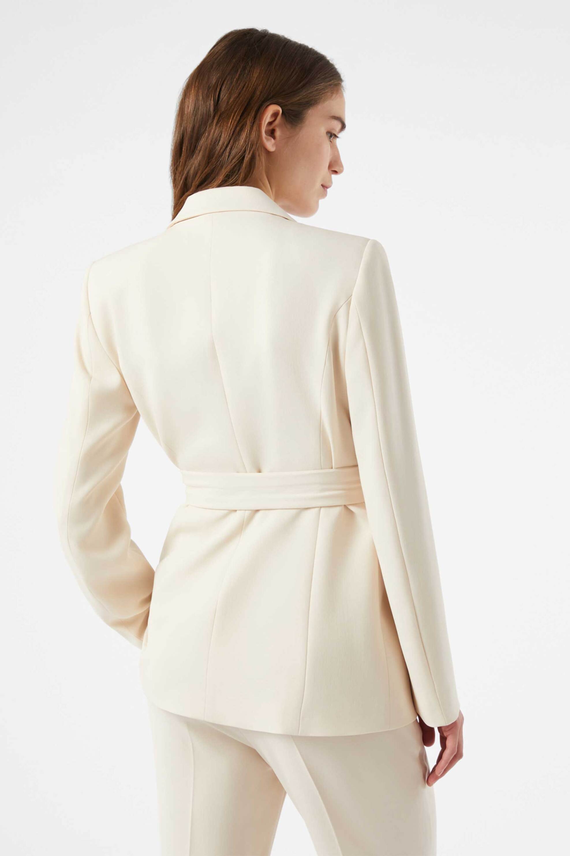 Pennyblack γυναικείο σακάκι μονόχρωμο με ζώνη - 2421046092 Λευκό φωτογραφία