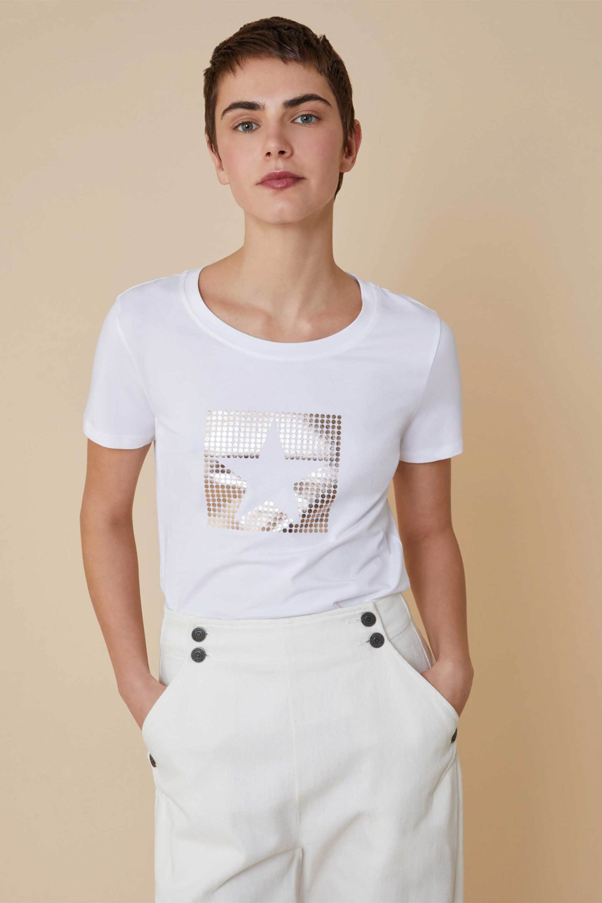 Pennyblack γυναικείο t-shirt slim fit με σχέδιο "Cielo" - 2511971053200 Υπόλευκο