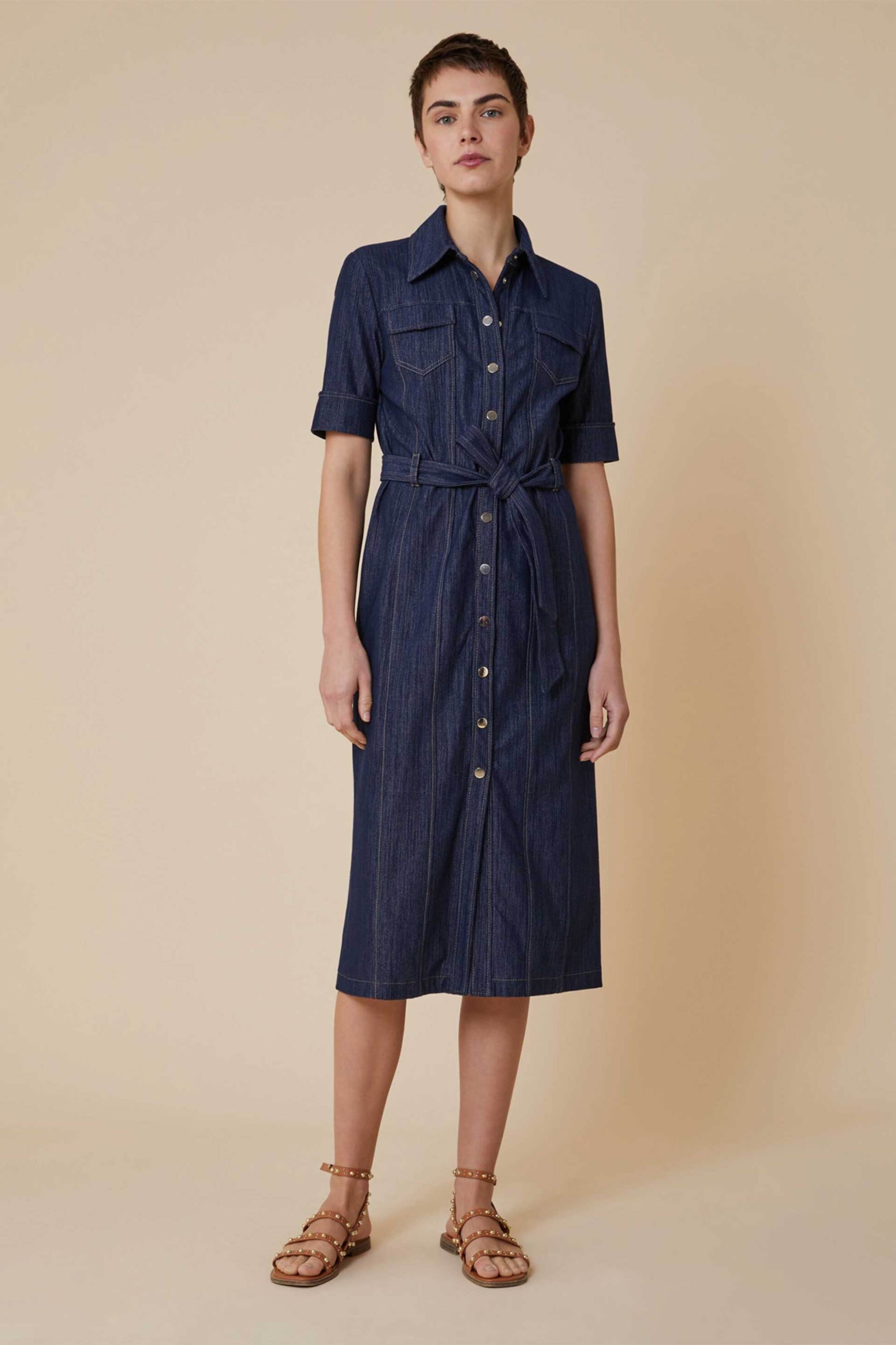 PENNYBLACK Pennyblack γυναικείο φόρεμα midi σεμιζιέ "Saturno" - 2511621016200 Denim Blue