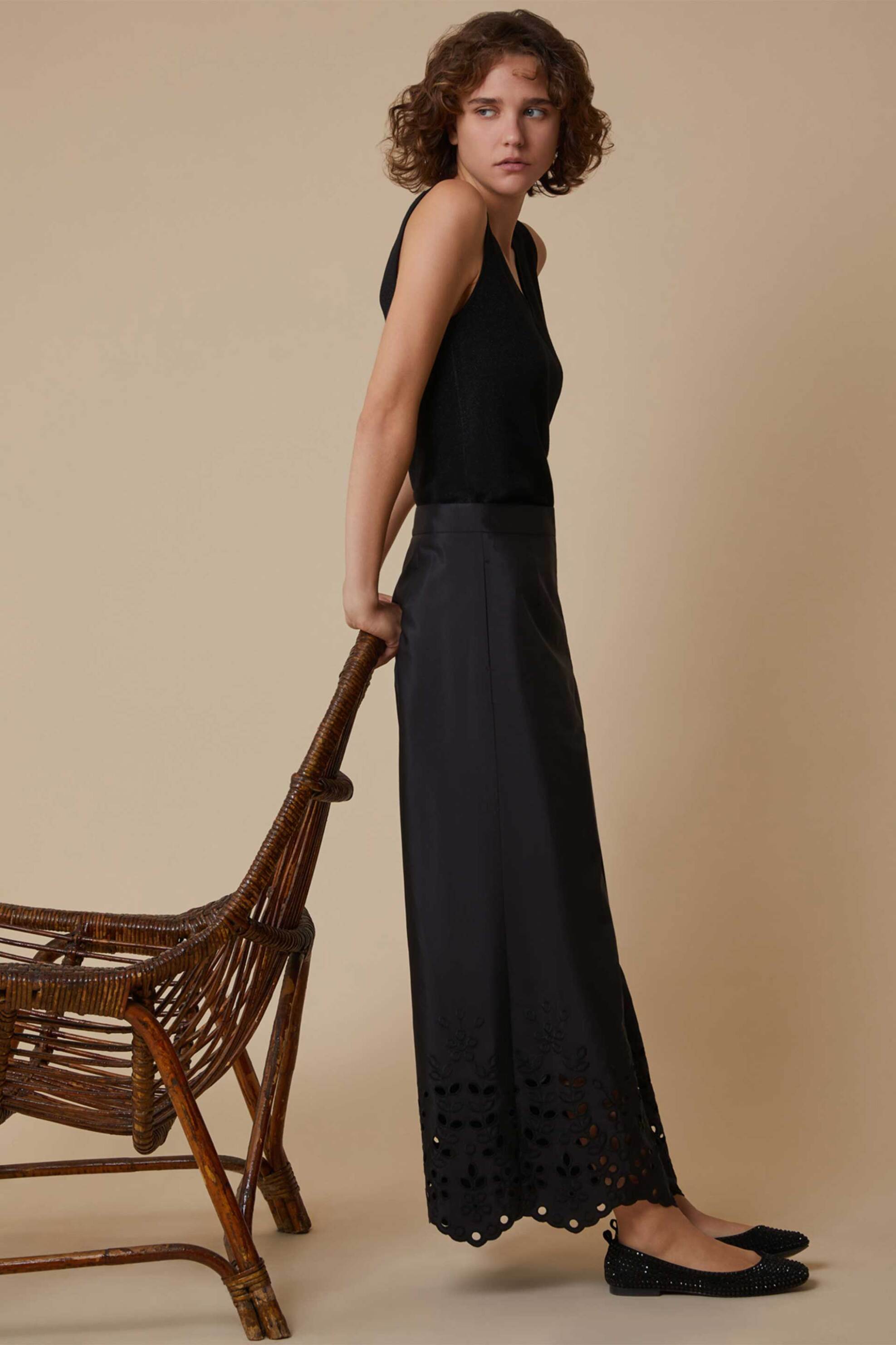PENNYBLACK Pennyblack γυναικείο παντελόνι με δαντέλα "Attore" - 2511131072200 Μαύρο - 2