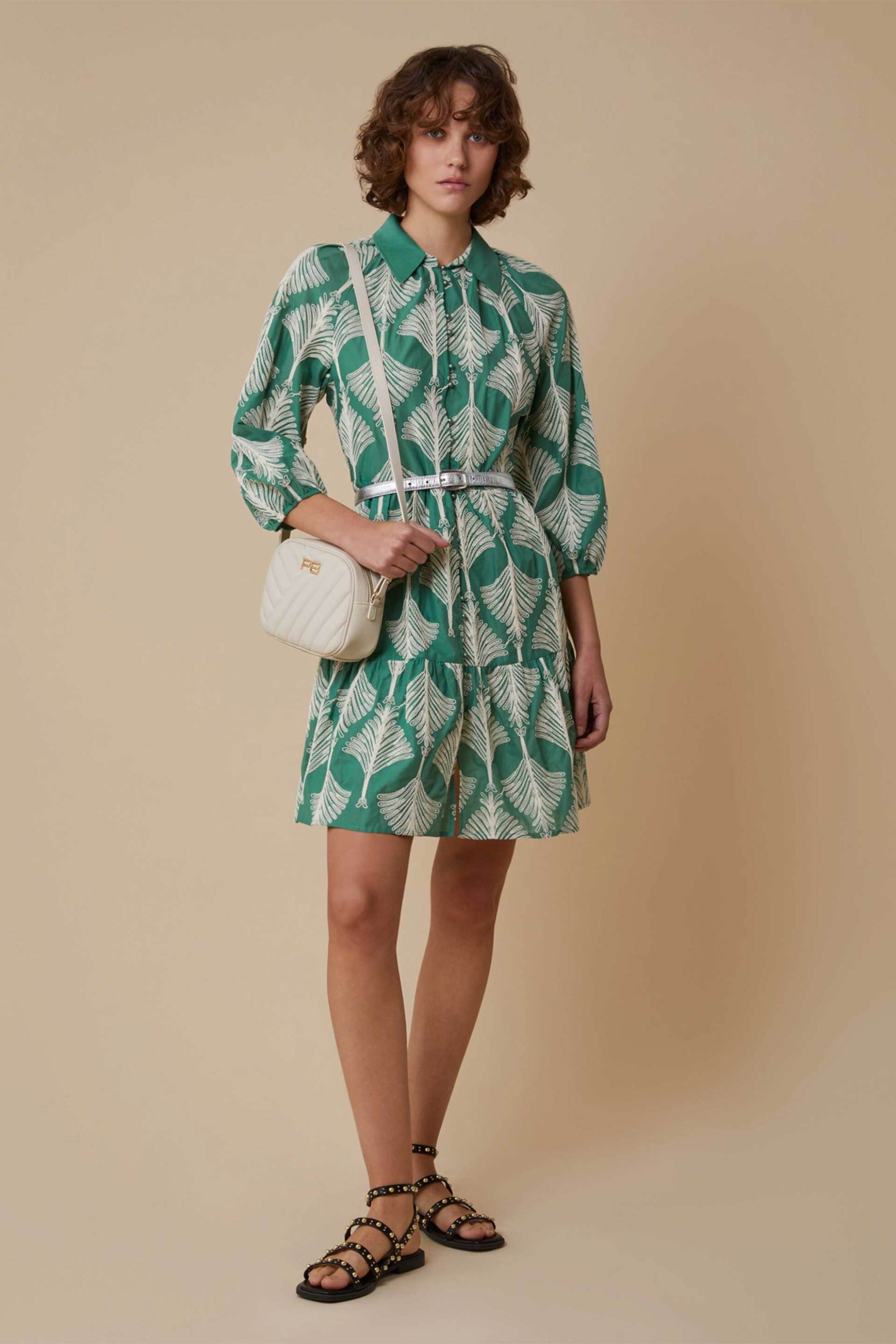 Pennyblack γυναικείο φόρεμα mini με tropical print "Profeta" - 2511221333200 Πράσινο
