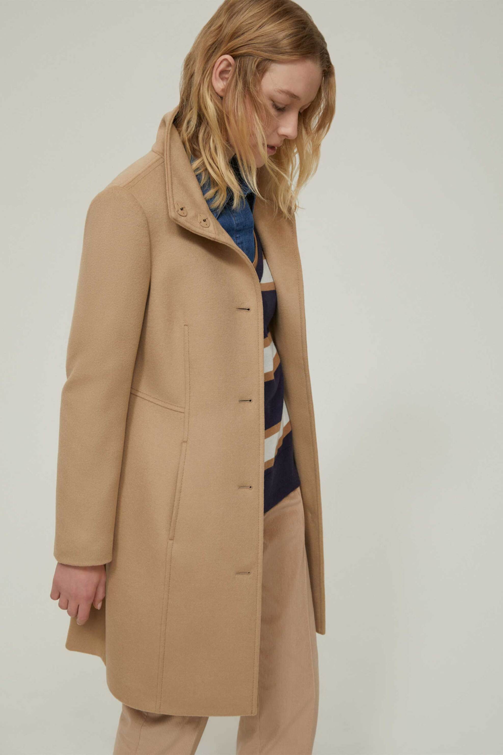 PENNYBLACK Pennyblack γυναικείο παλτό με ψηλό γιακά Slim Fit "Liz" - 2521016013200 Καμηλό