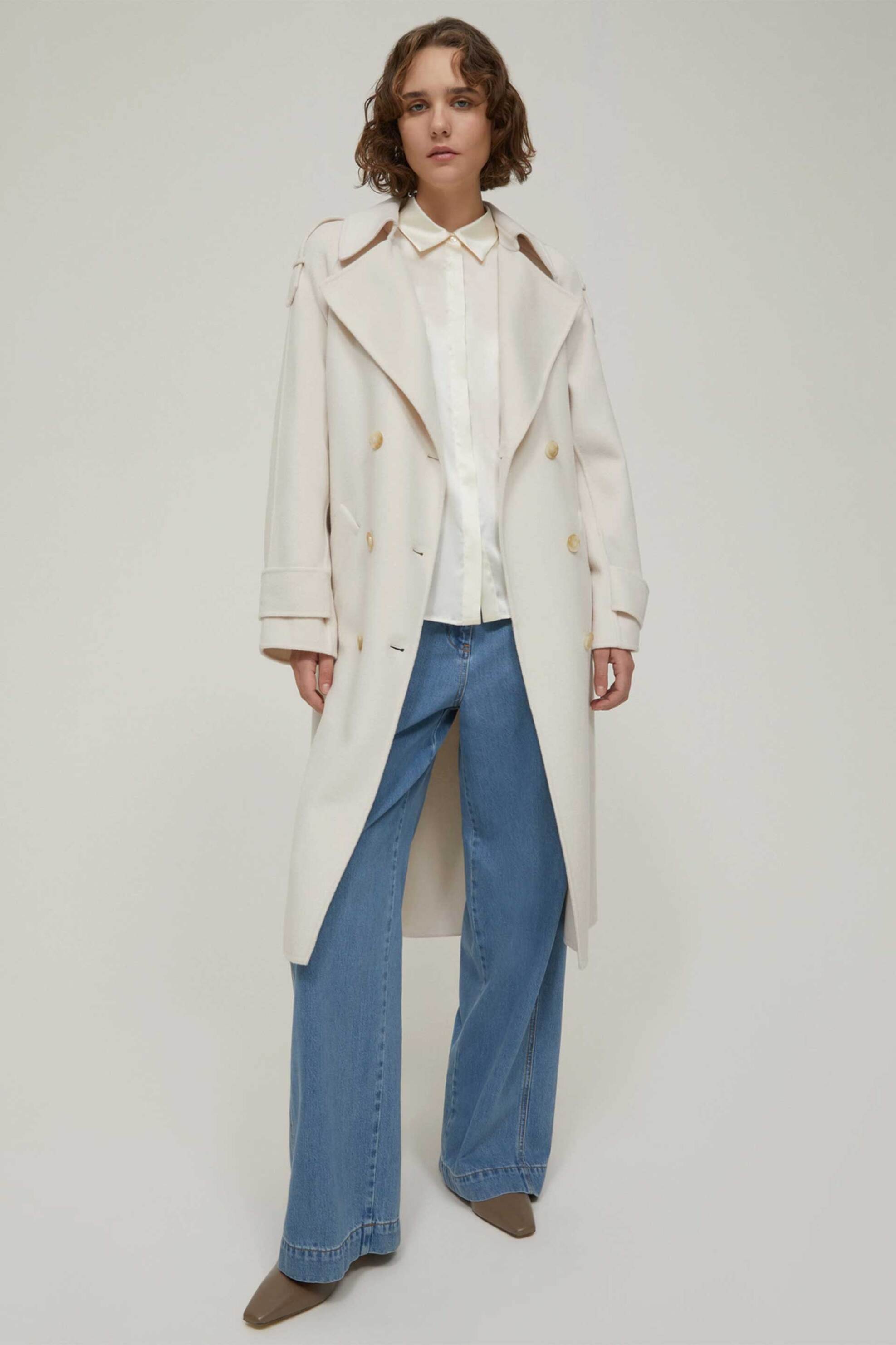 Pennyblack γυναικείο παλτό με ζώνη "Zen" - 2521016053200 Λευκό