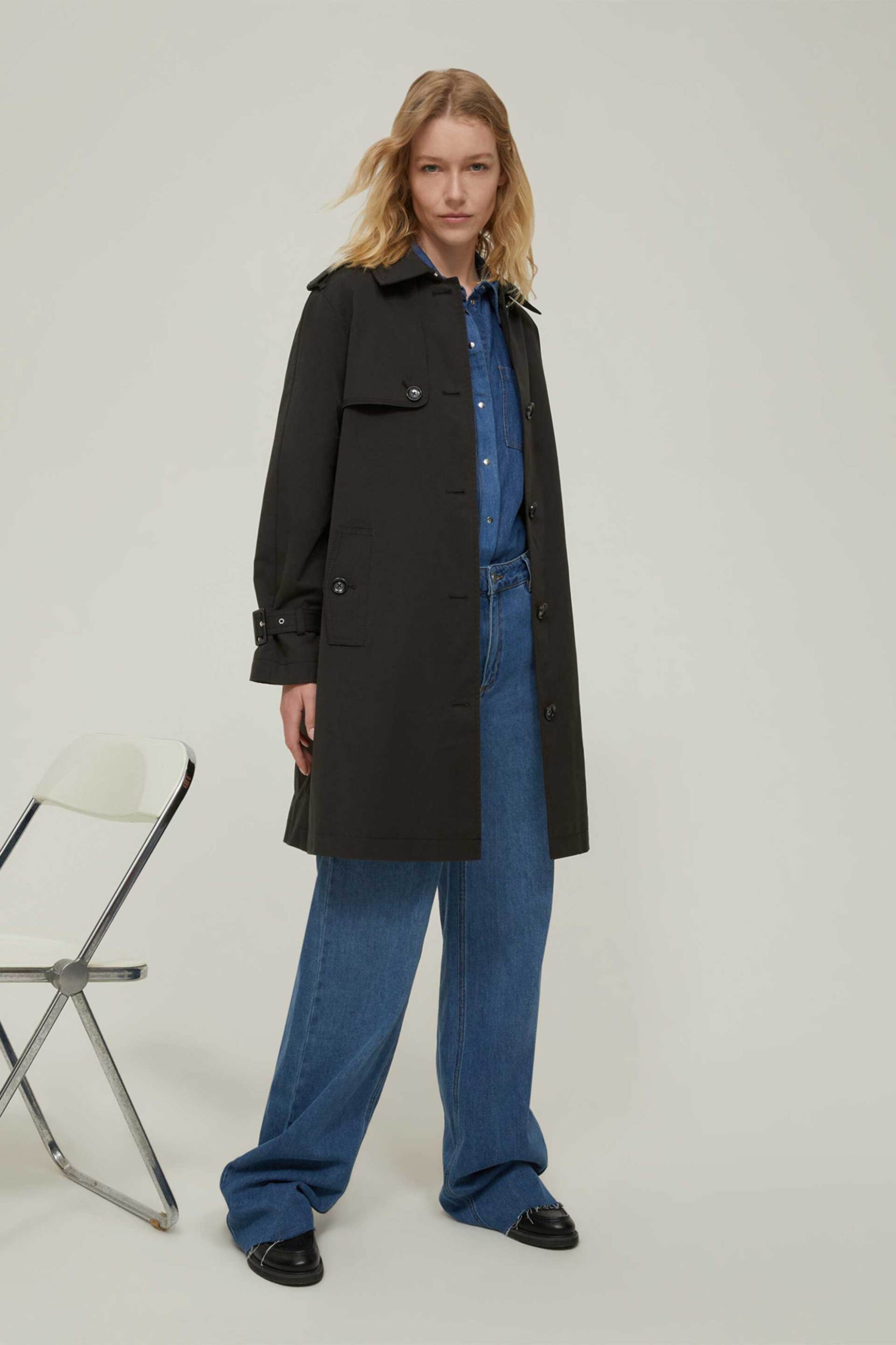 PENNYBLACK Pennyblack γυναικεία καπαρτίνα με ζώνη "Rigel" - 2521026043200 Μαύρο