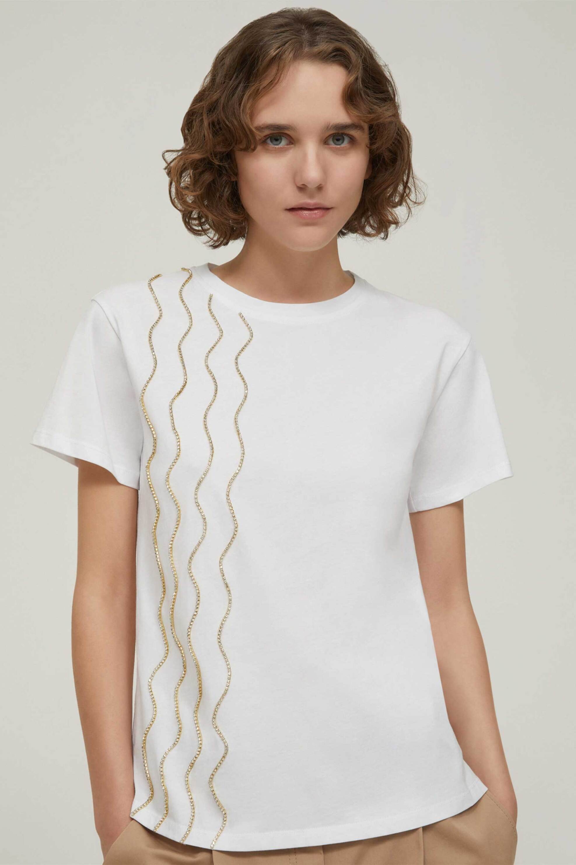 PENNYBLACK Pennyblack γυναικείo Τ-shirt με διακοσμητικά στοιχεία "Sole" - 2521976033200 Λευκό