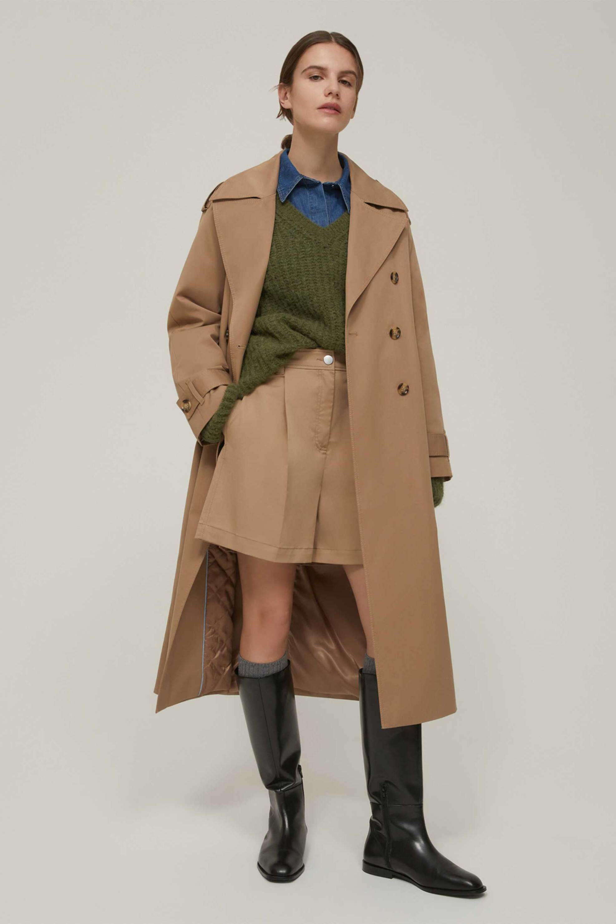 PENNYBLACK Pennyblack γυναικεία καπαρτίνα με ζώνη "Dedalo" - 2521026033200 Καμηλό