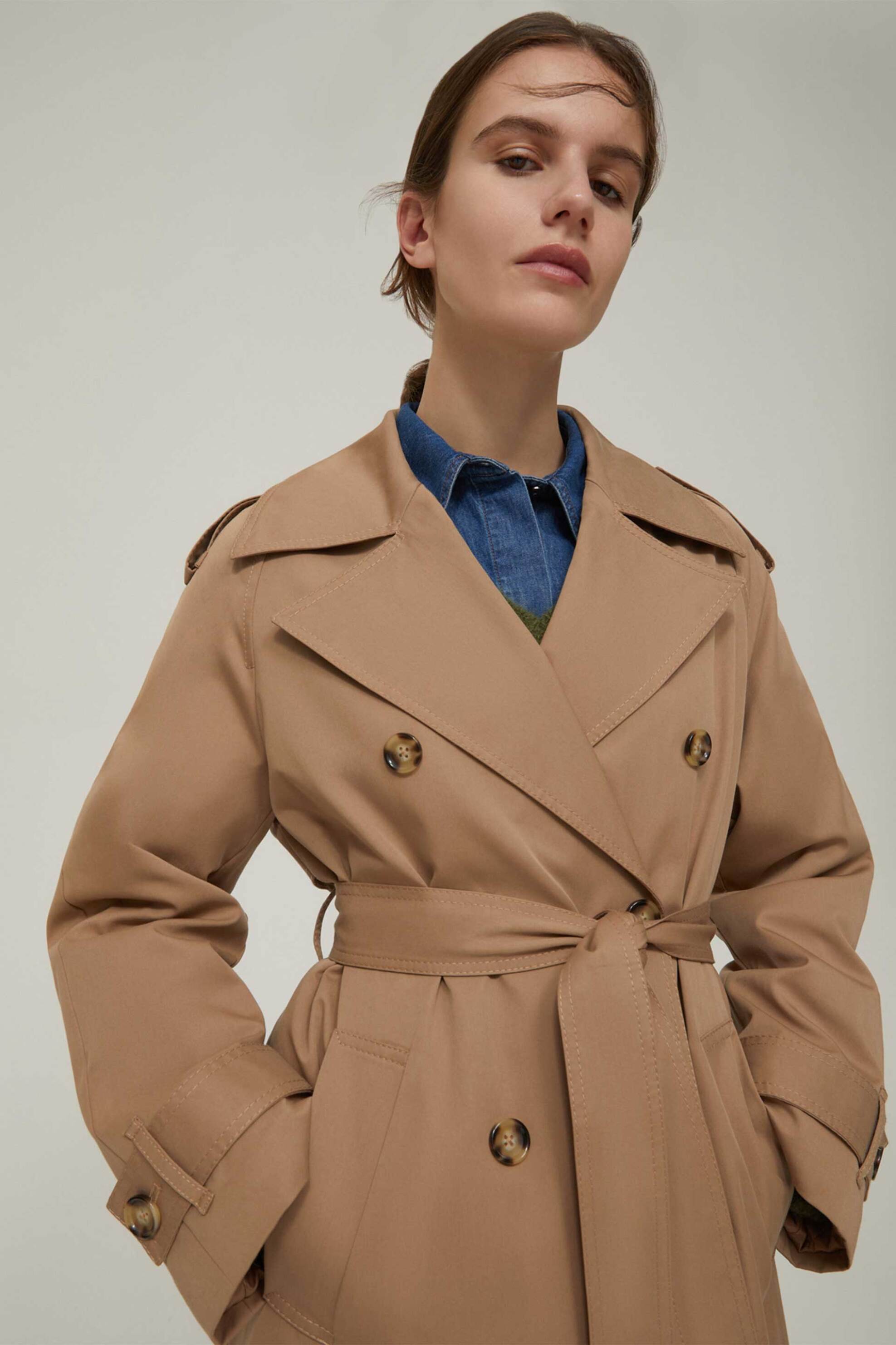 Pennyblack γυναικεία καπαρτίνα με ζώνη "Dedalo" - 2521026033200 Καμηλό φωτογραφία