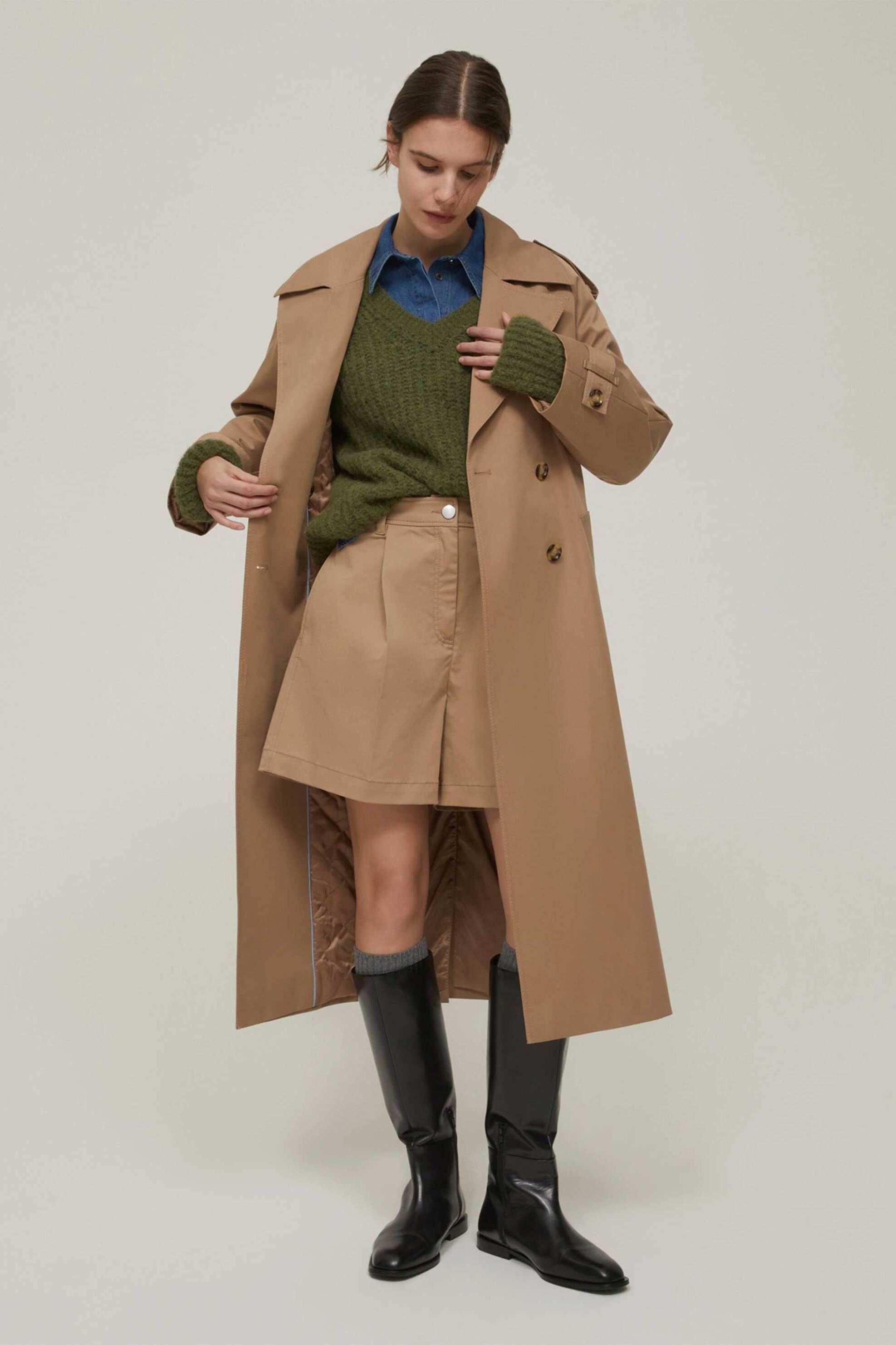 Pennyblack γυναικεία καπαρτίνα με ζώνη "Dedalo" - 2521026033200 Καμηλό φωτογραφία