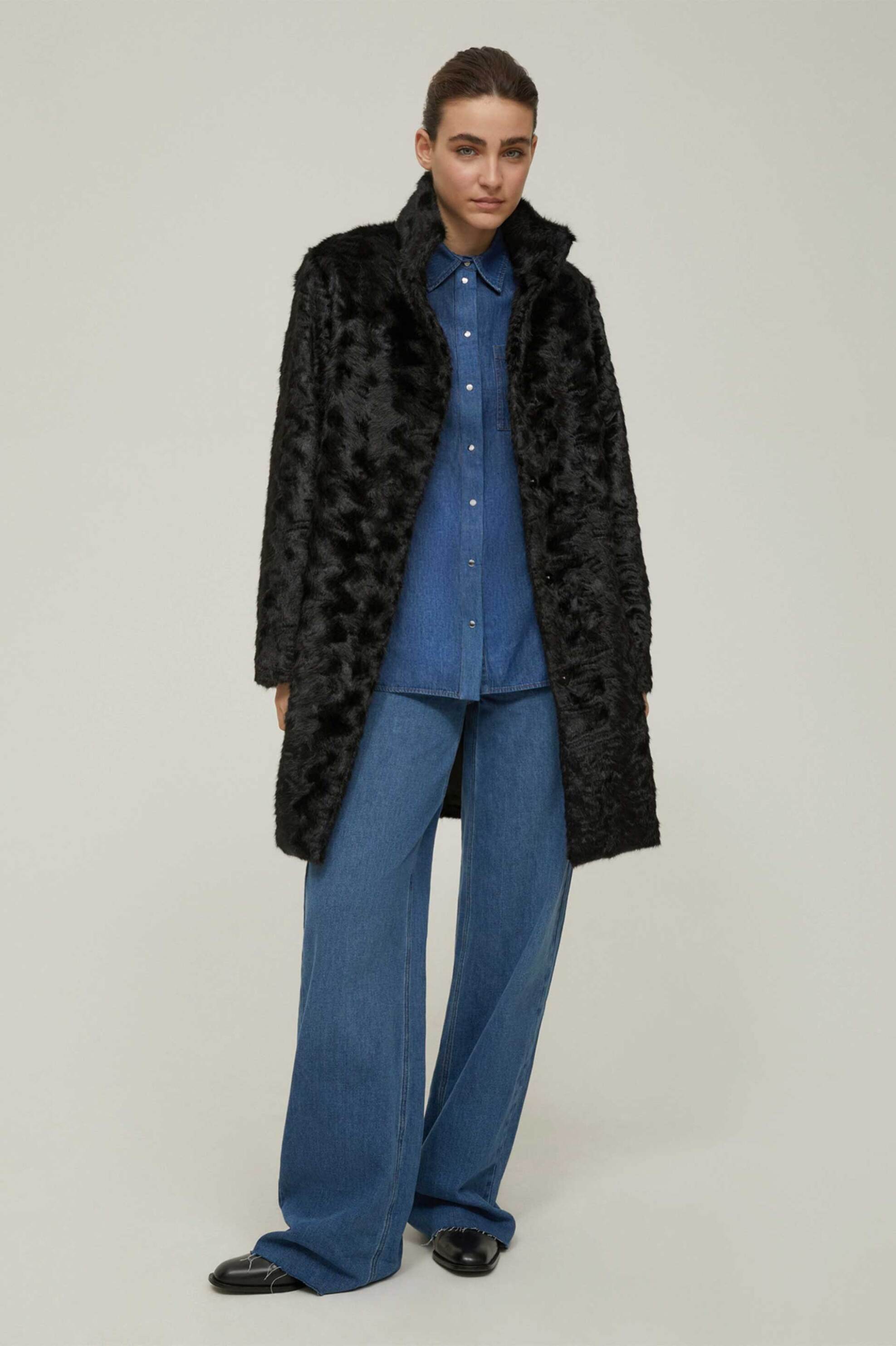 PENNYBLACK Pennyblack γυναικείo παλτό με faux γούνα "Alabama" - 2521456022200 Μαύρο