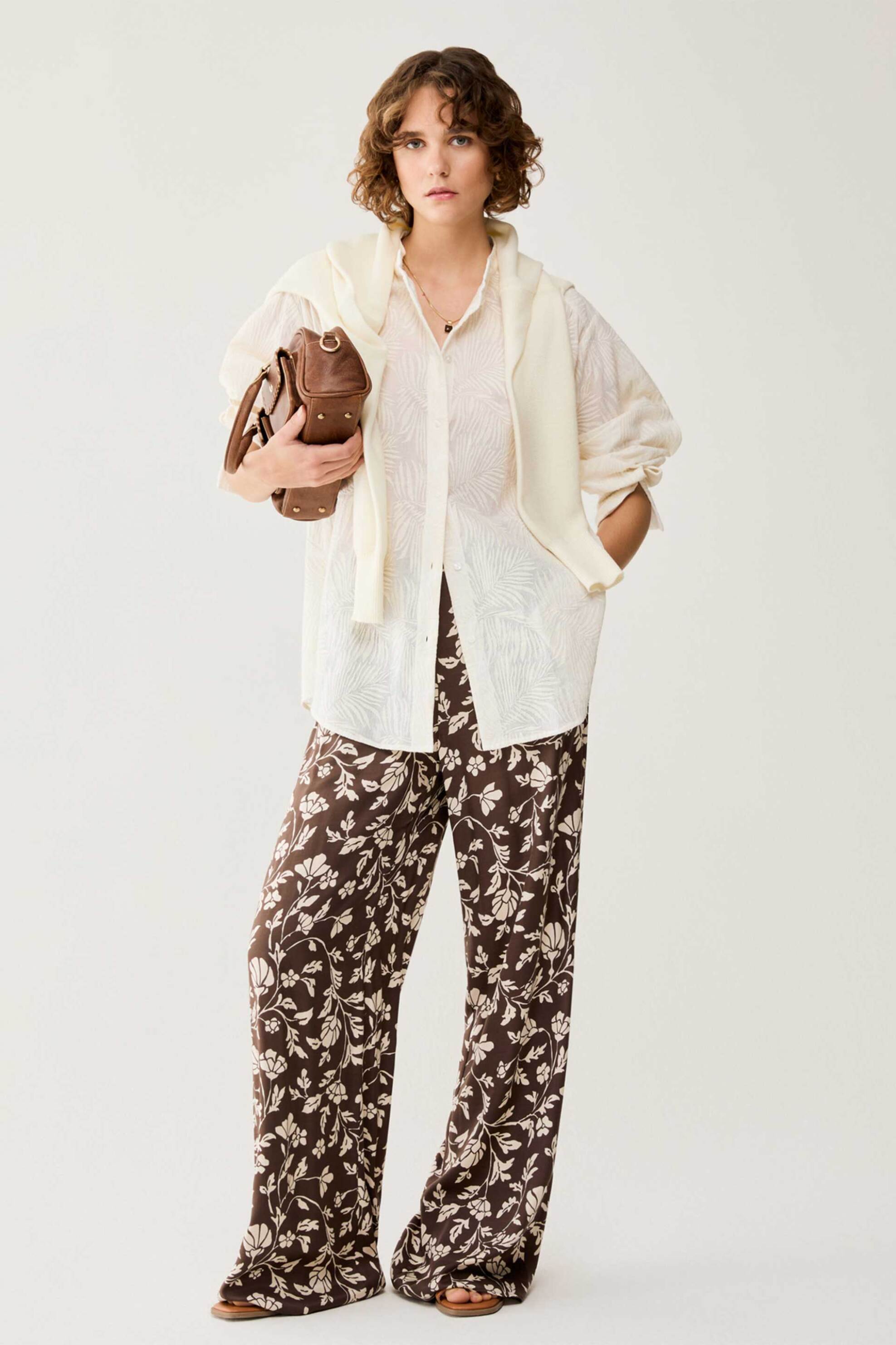 Pennyblack γυναικείο παντελόνι floral print "Pbbutilita" - 2611131113200 Καφέ φωτογραφία