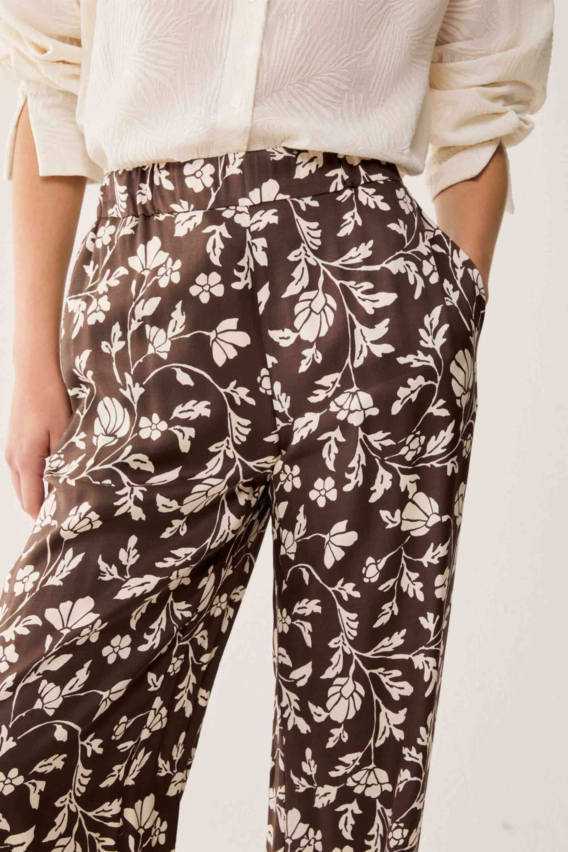 Pennyblack γυναικείο παντελόνι floral print "Pbbutilita" - 2611131113200 Καφέ φωτογραφία