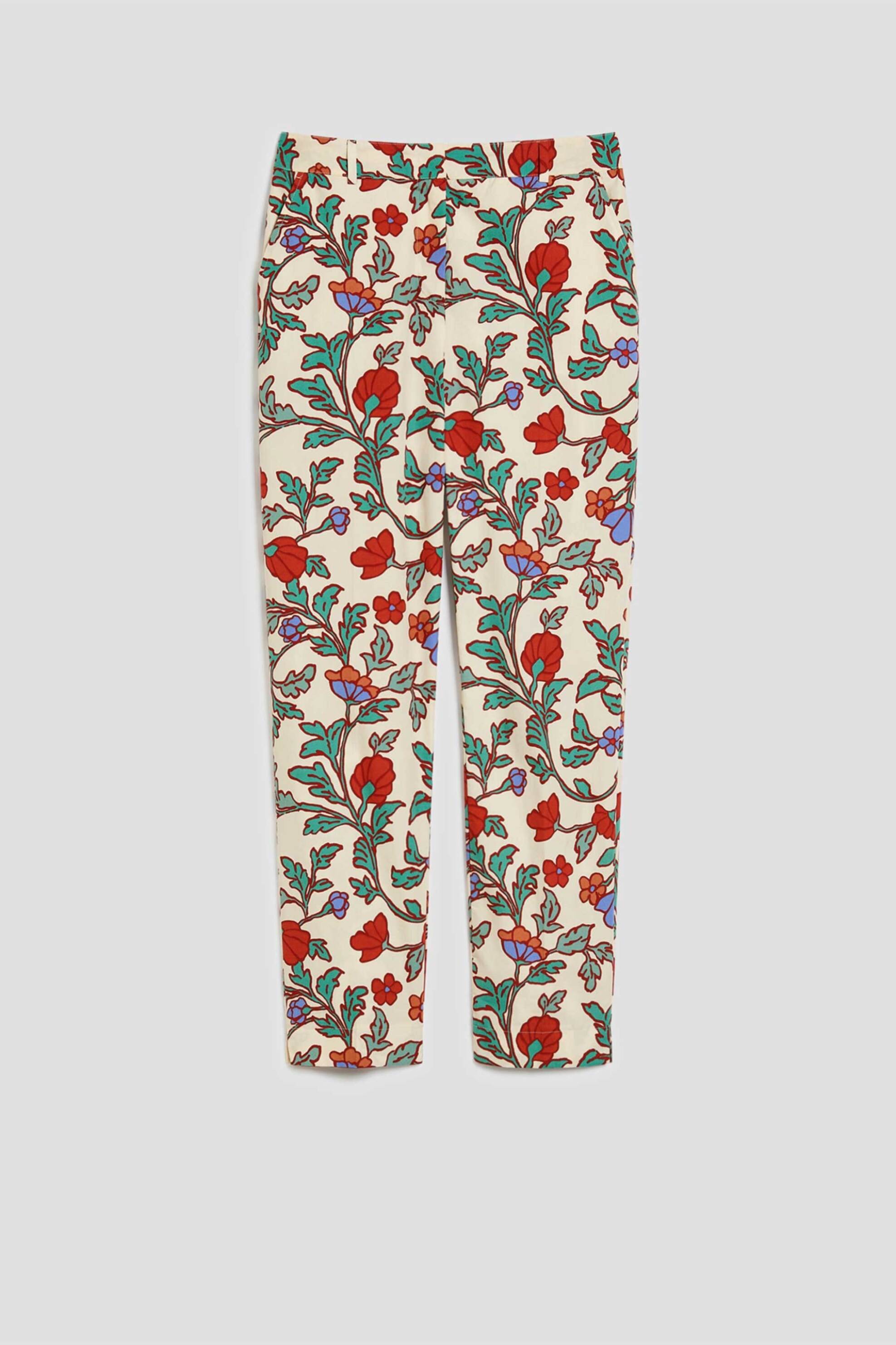 Pennyblack γυναικείο παντελόνι με floral print Skinny Fit "Pbbmadia" - 2611131303200 Εκρού φωτογραφία