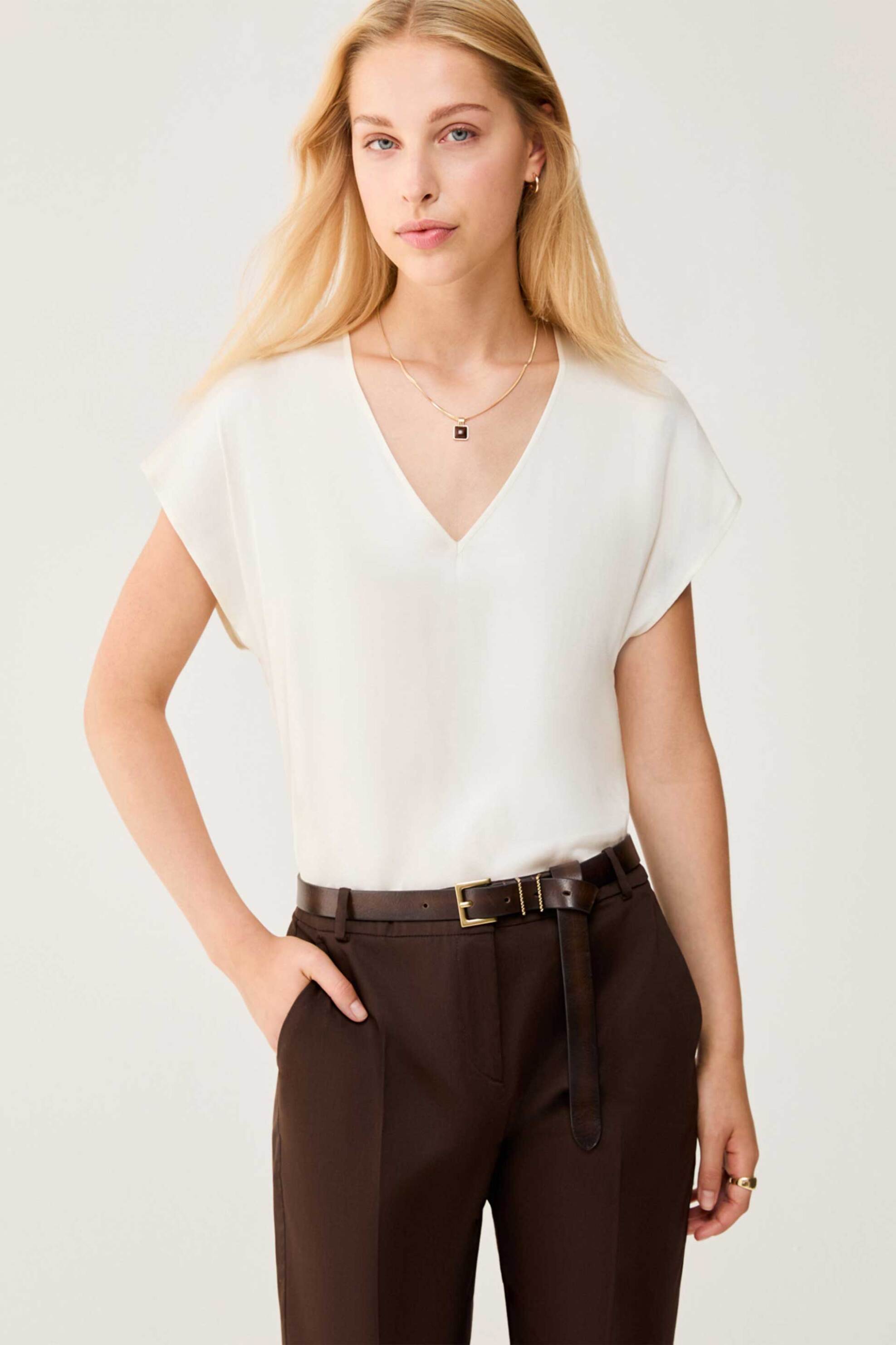 Pennyblack γυναικεία μπλούζα μονόχρωμη "Pbbchiffon" - 2611161053200 Λευκό